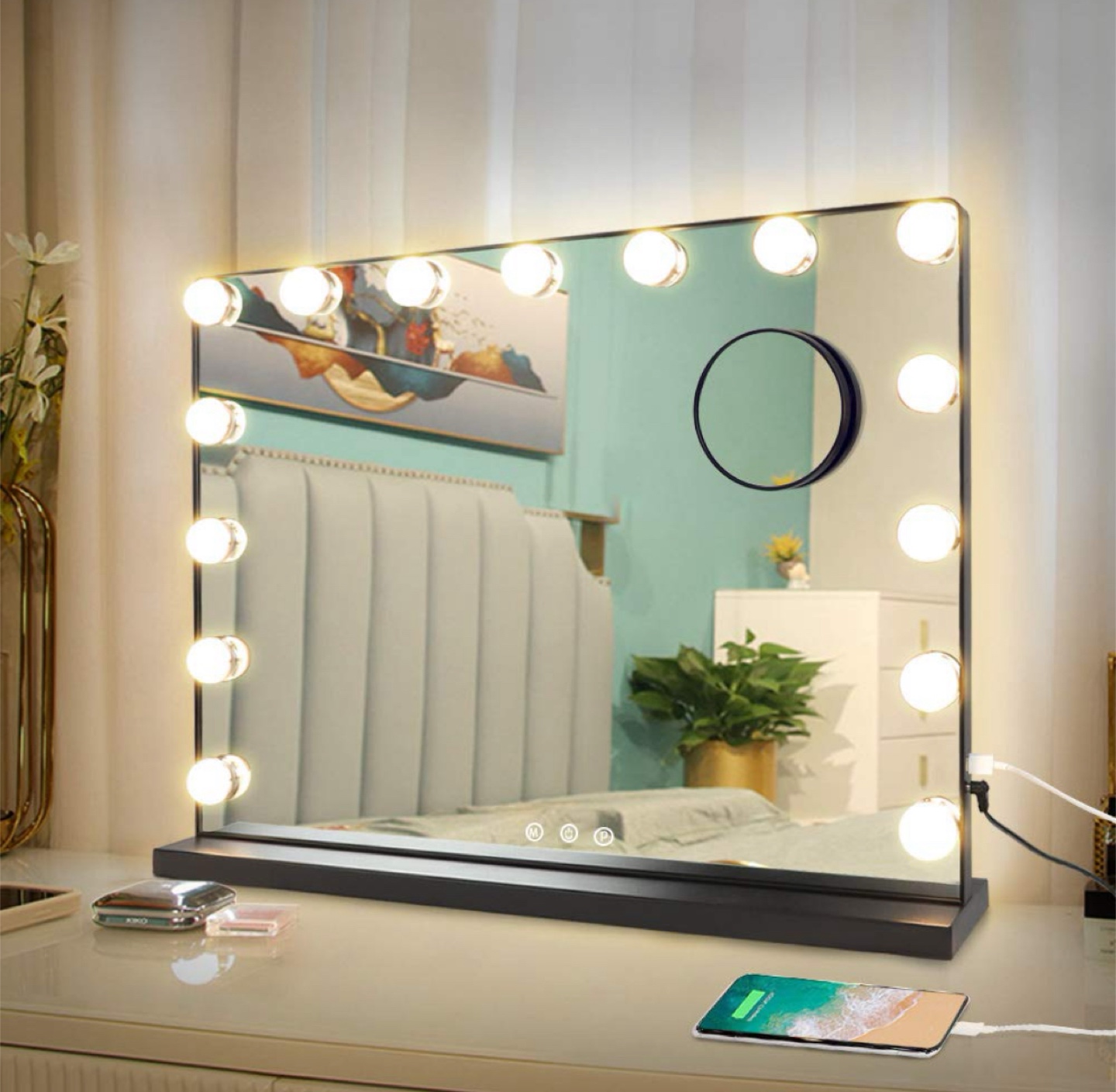 Hollywood Style Vanity Mirror with Lights, Black