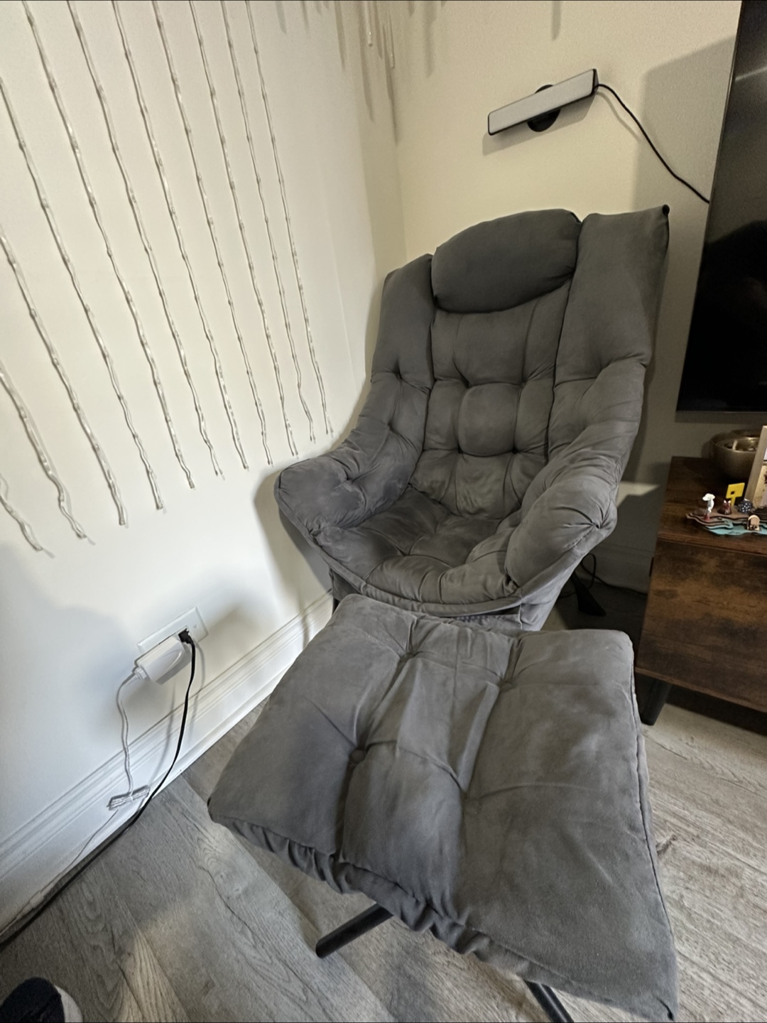 Big sofa lazy Gray Chair with Ottoman
