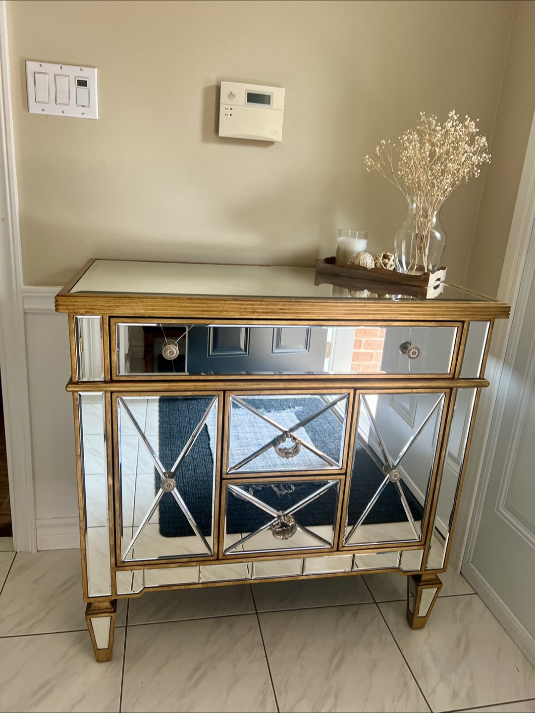 Mirrored Gold Accent Cabinet - photo 3