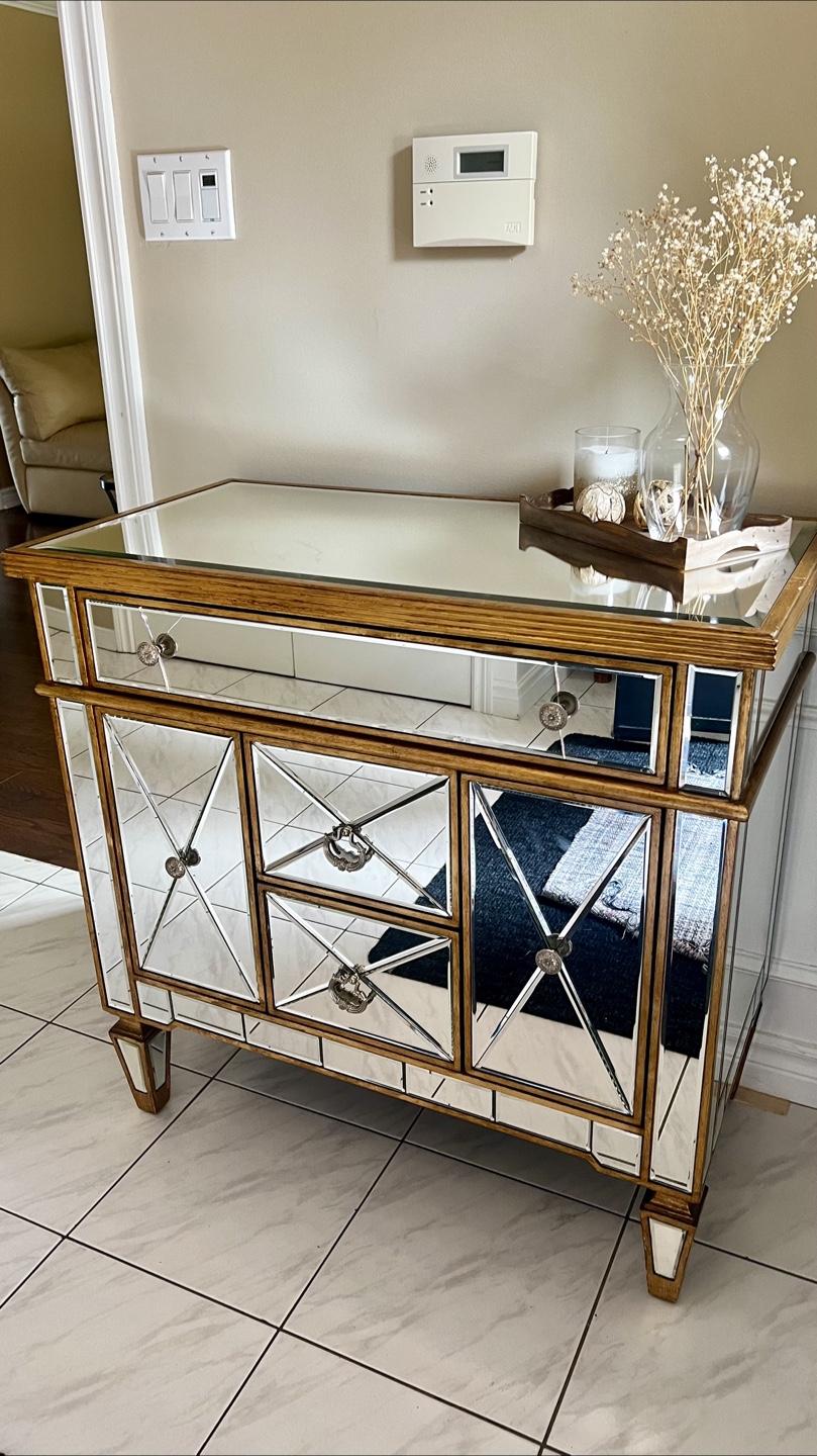 Mirrored Gold Accent Cabinet