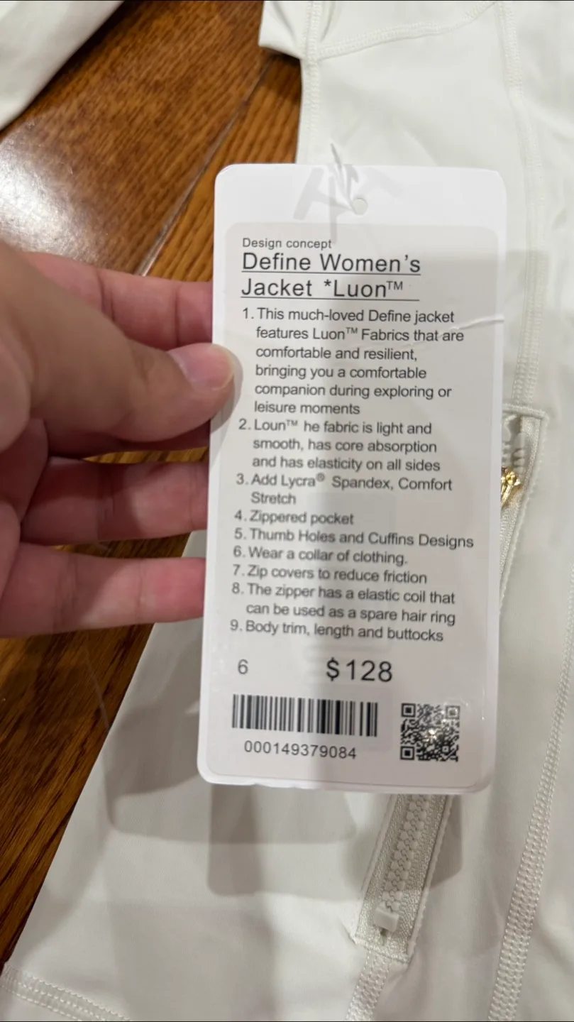 Lululemon Define Women's Jacket Luon White Size 6 image indicator(2)