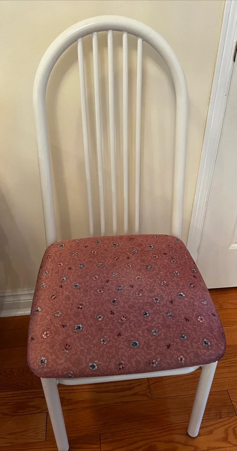 White Metal Chair with Floral Comfy Seat thumbnail