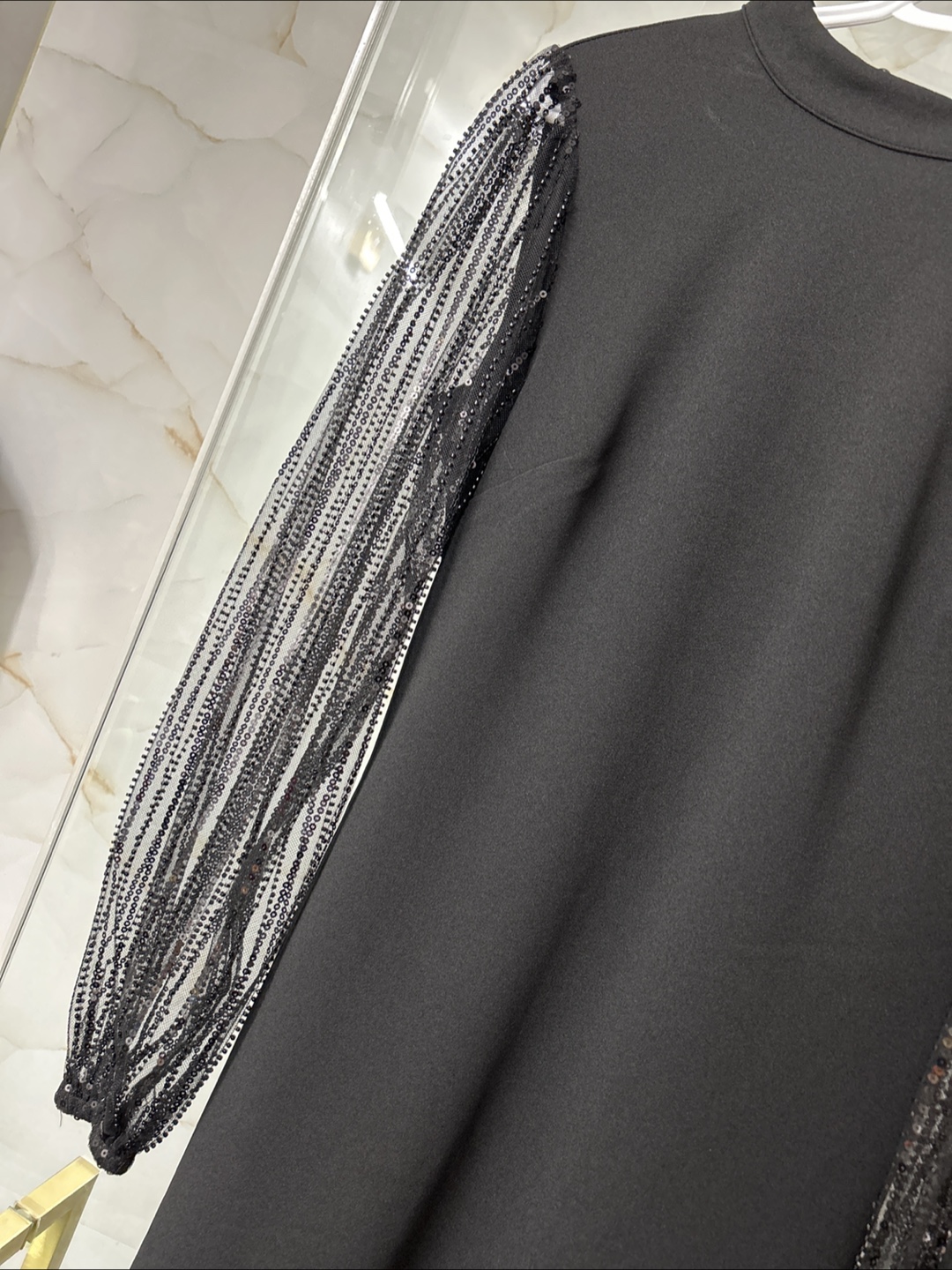 Black Dress with Sequin Sleeves - photo 4