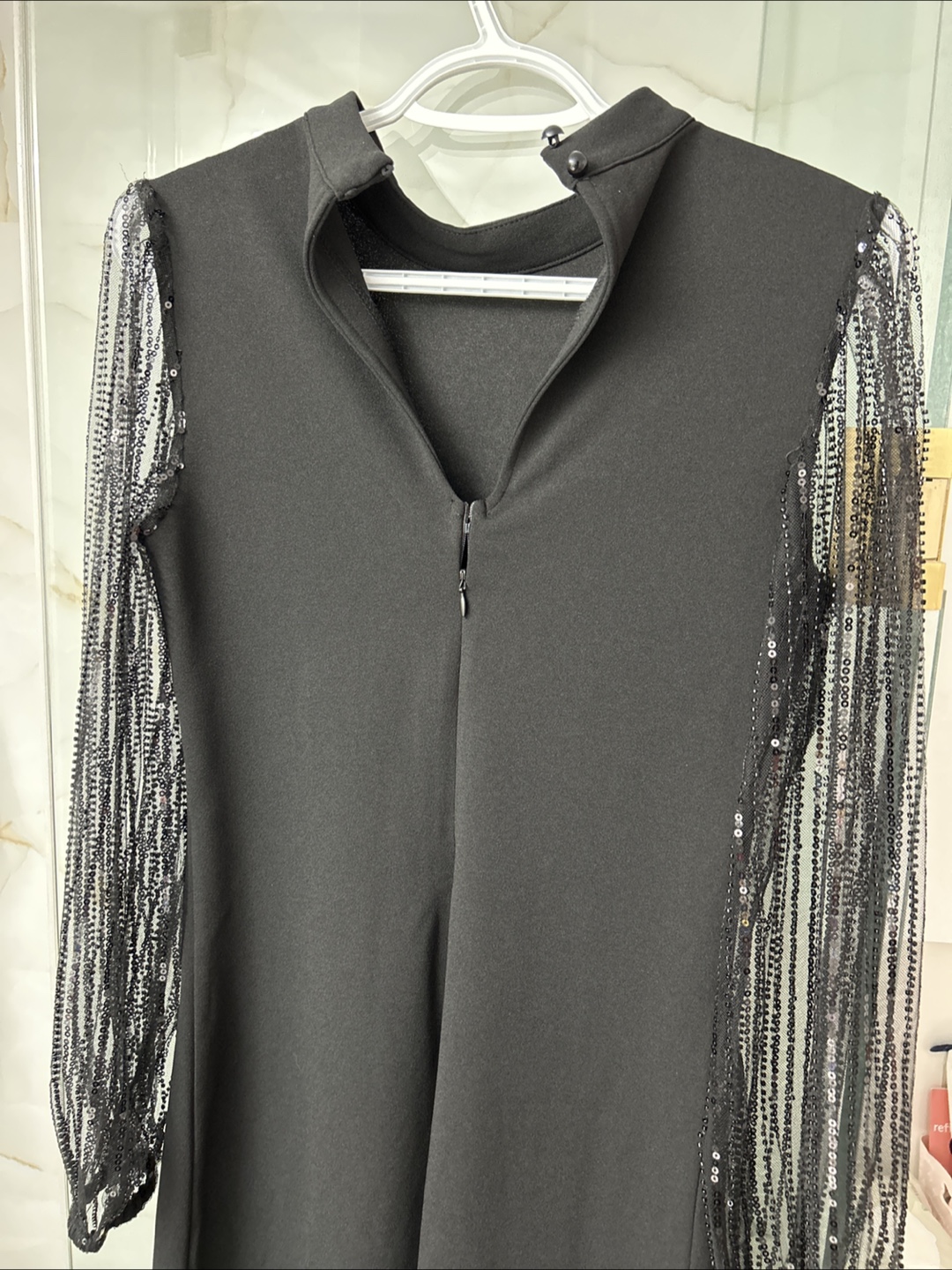 Black Dress with Sequin Sleeves - photo 5