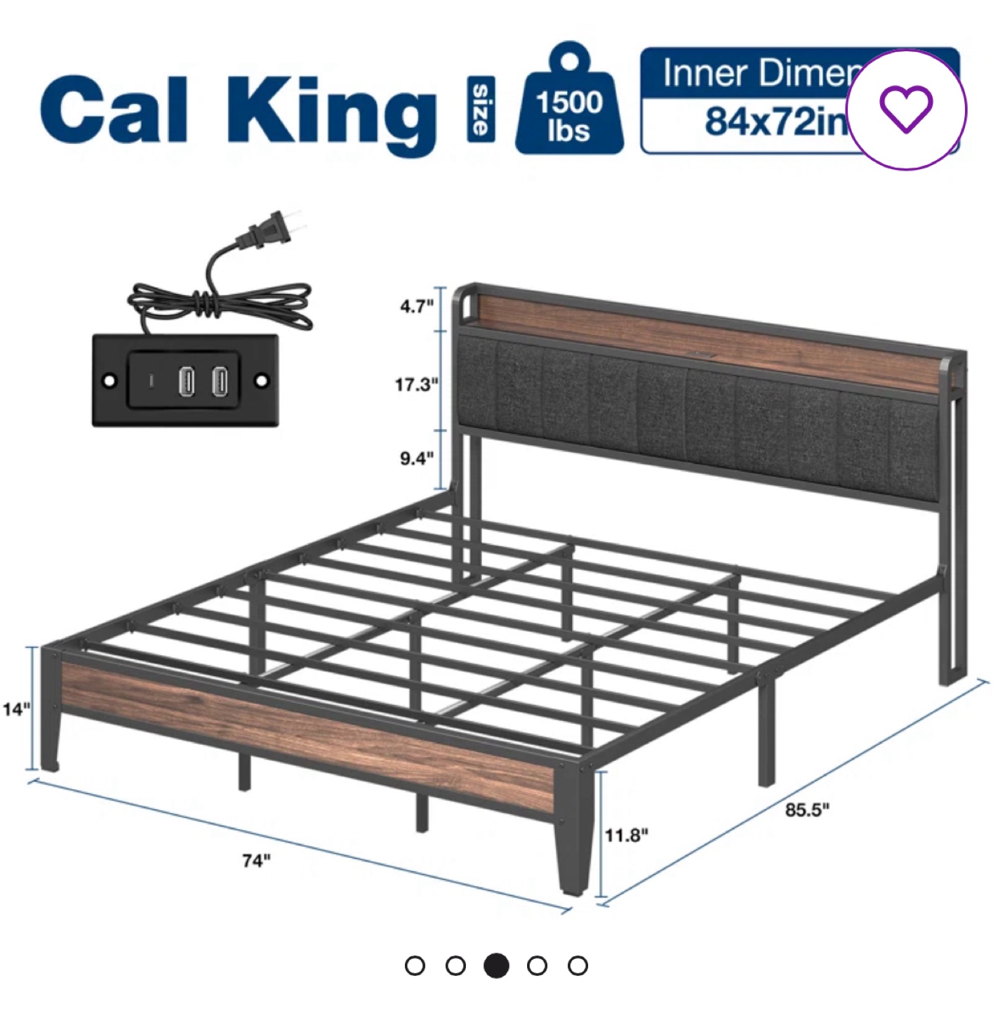 unopened - New-California King size bed frame.