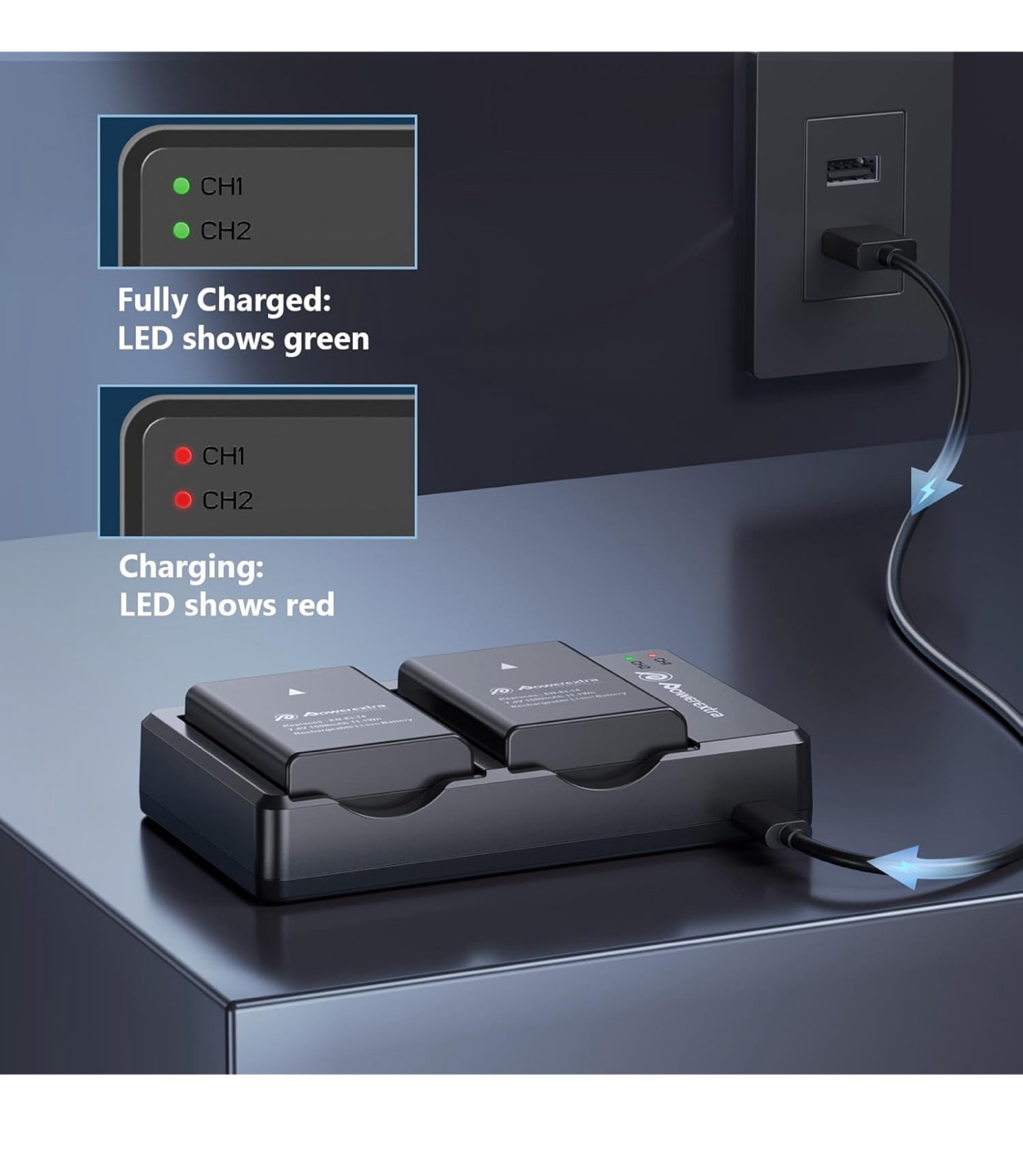 Powerextra EN-EL14 Battery Charger for Nikon - photo 3