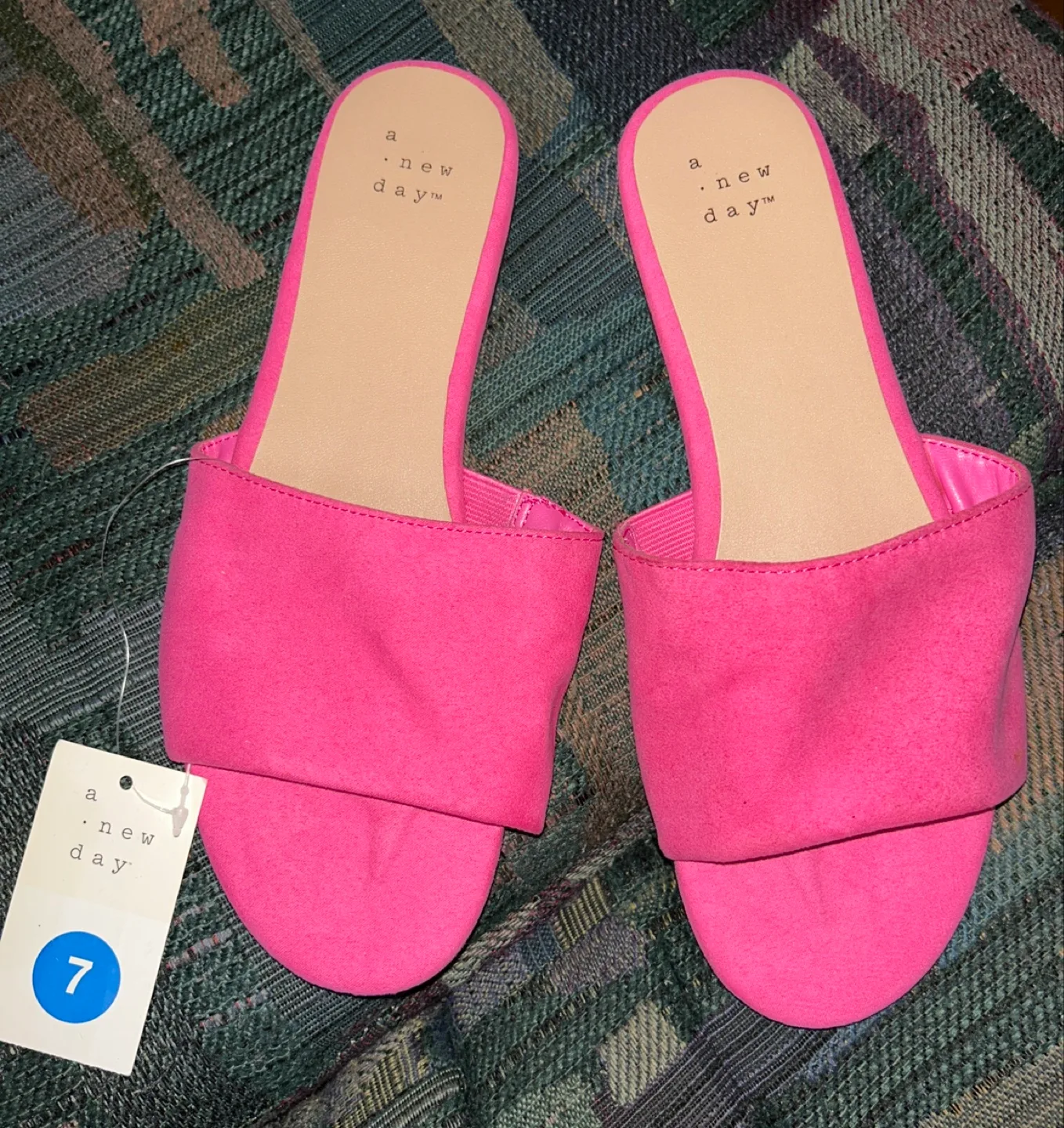 A New Day Pink Fabric Slides - New With Tags - Size 7 thumbnail