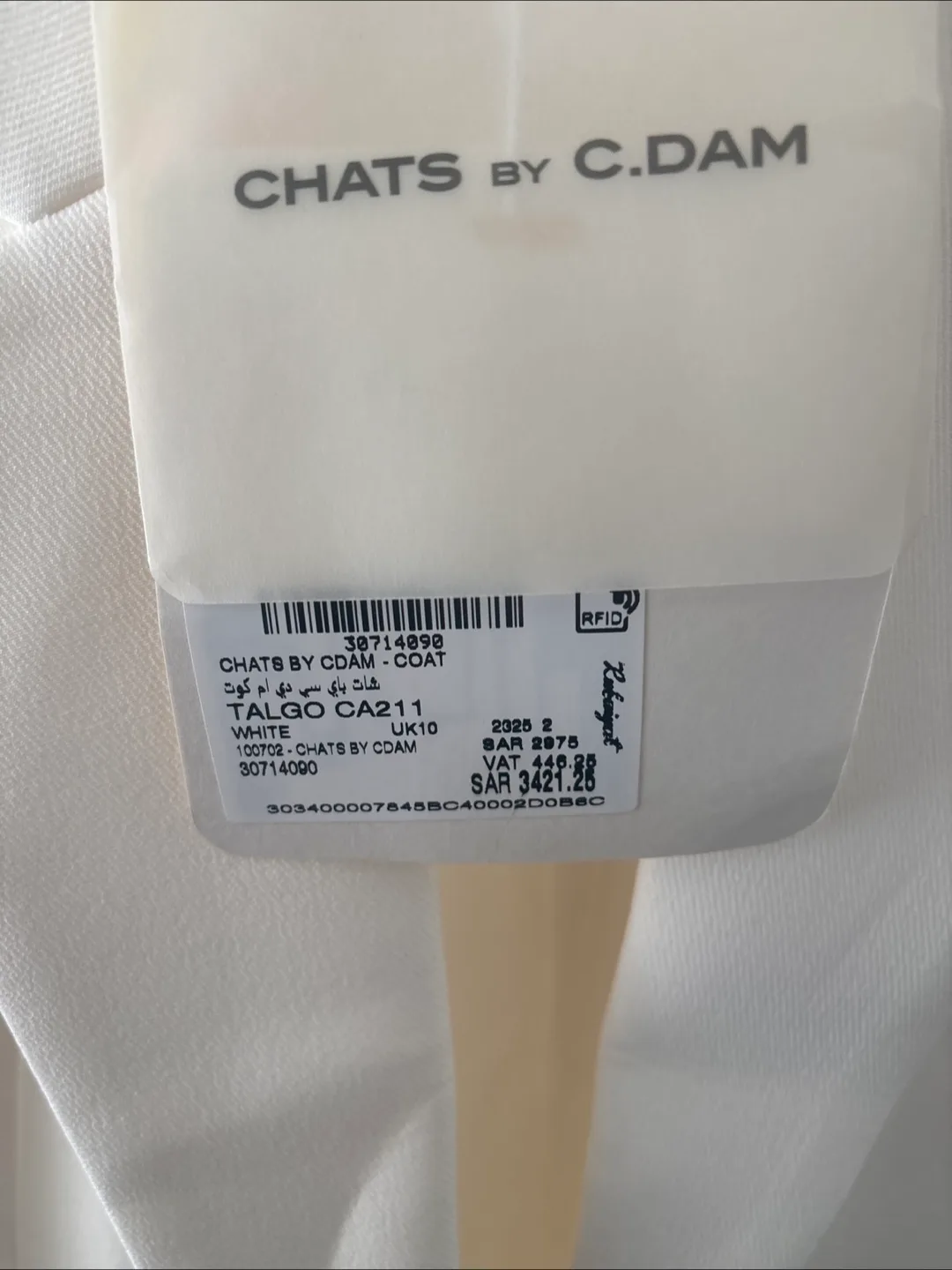 CHATS by C.DAM Off White Coat UK 10- New With Tags image indicator(9)