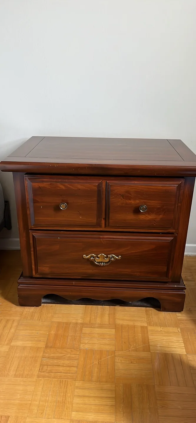 Wood Nightstand with Drawers thumbnail