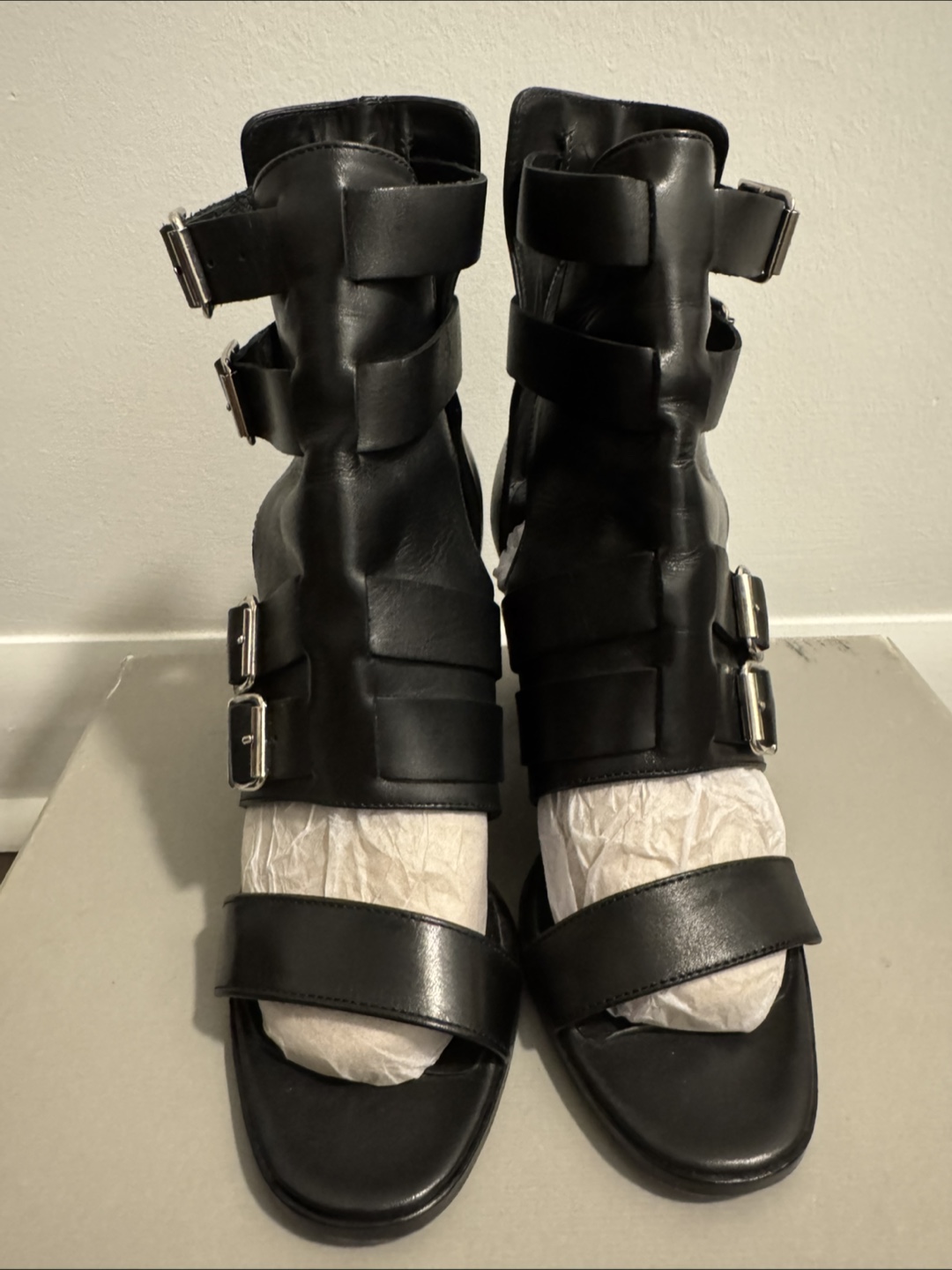 The Kooples Black Leather Buckle Heels - Size 36
