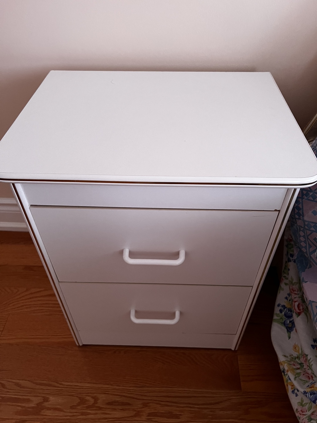 One set of two White 2-Drawer Bedside Table