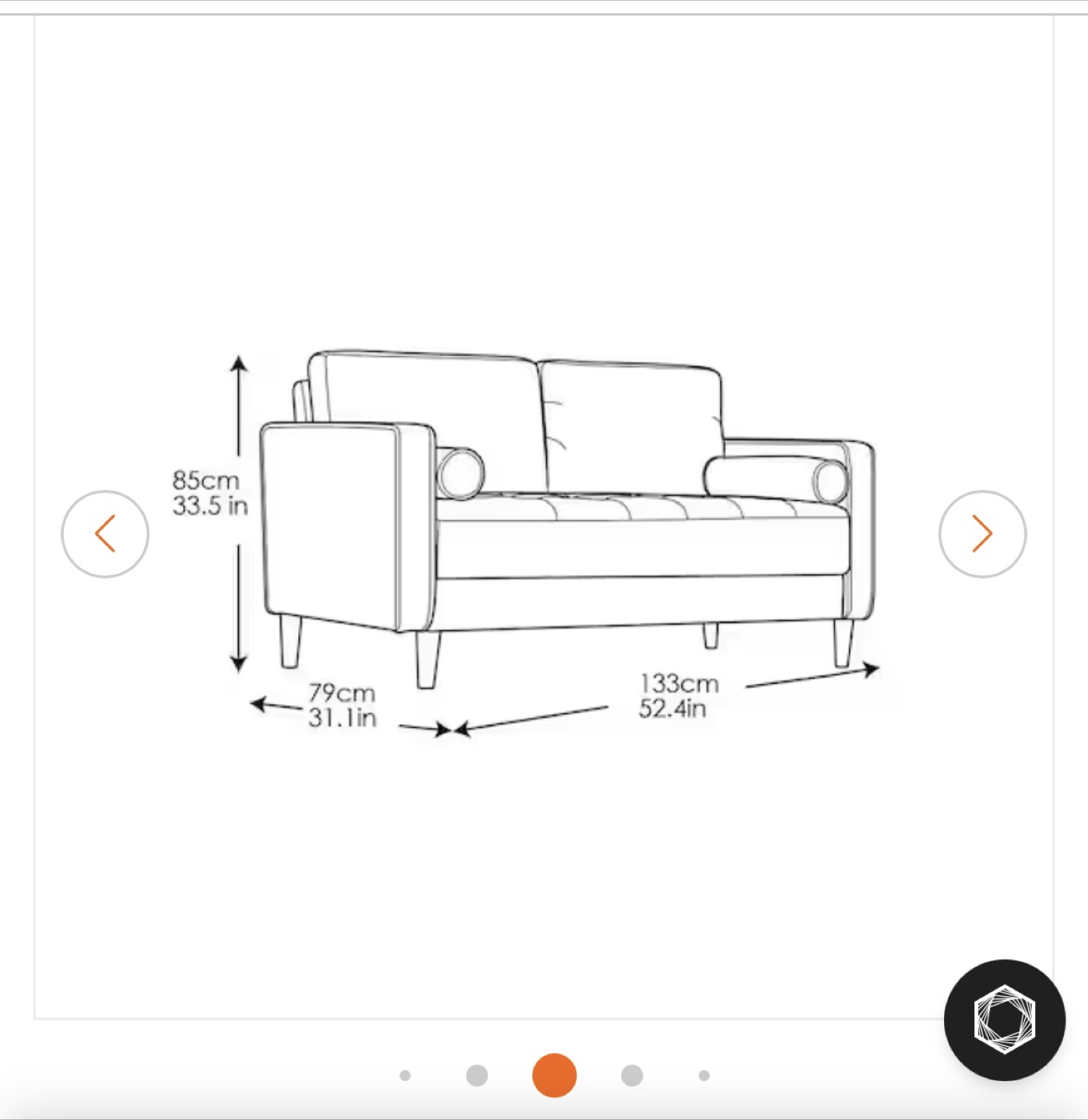Blue Loveseat Sofa (52.4 in) - photo 4