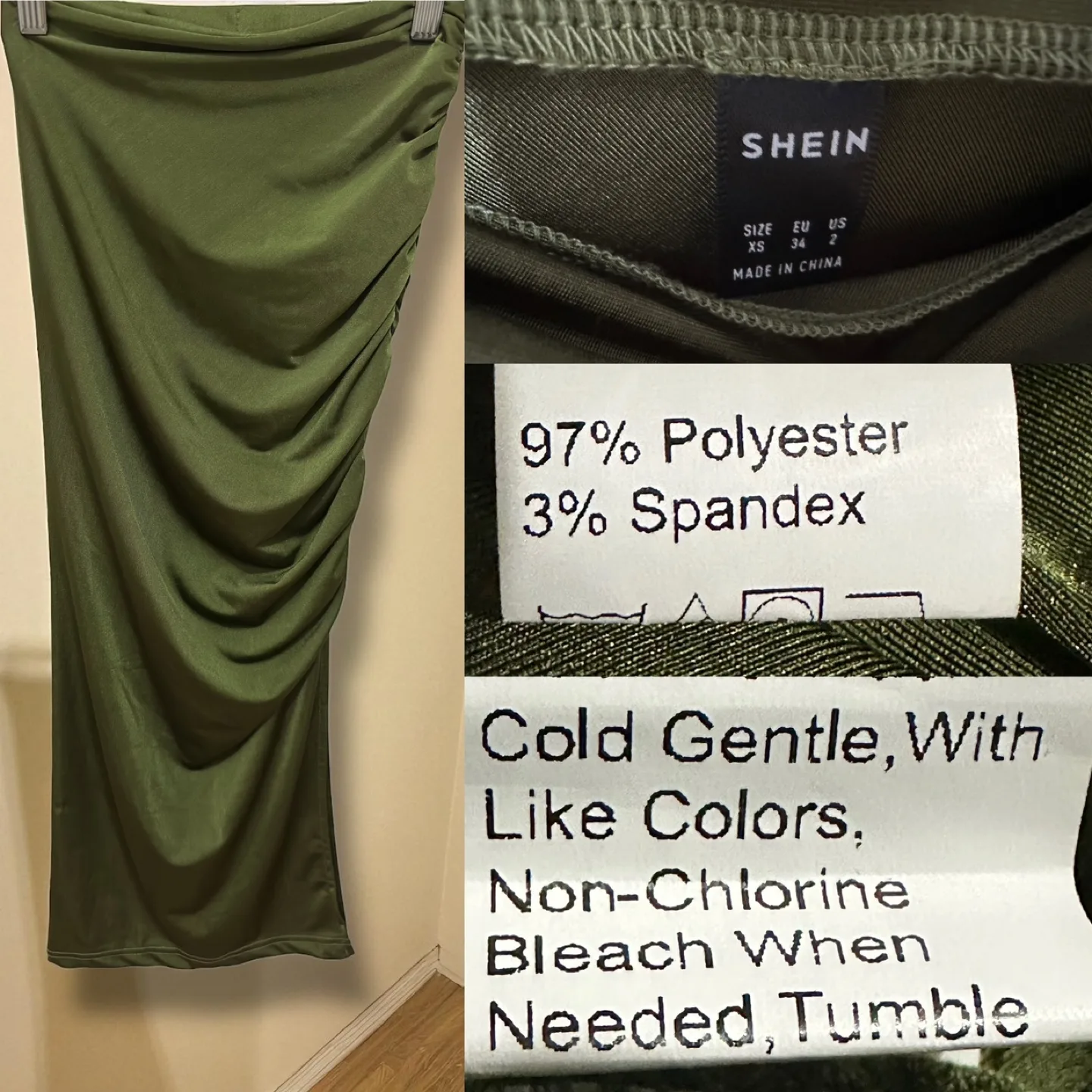 Set Yellow Knit Halter Top & Olive Green Ruched Skirt (XS/S) image indicator(4)