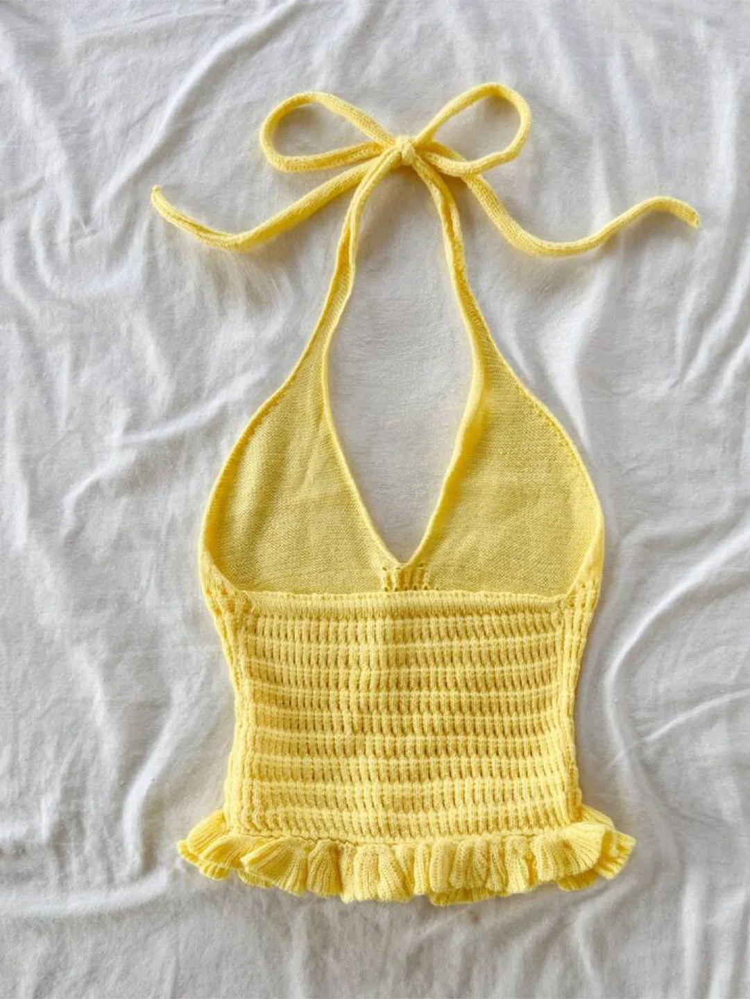 Set Yellow Knit Halter Top & Olive Green Ruched Skirt (XS/S) image indicator(10)