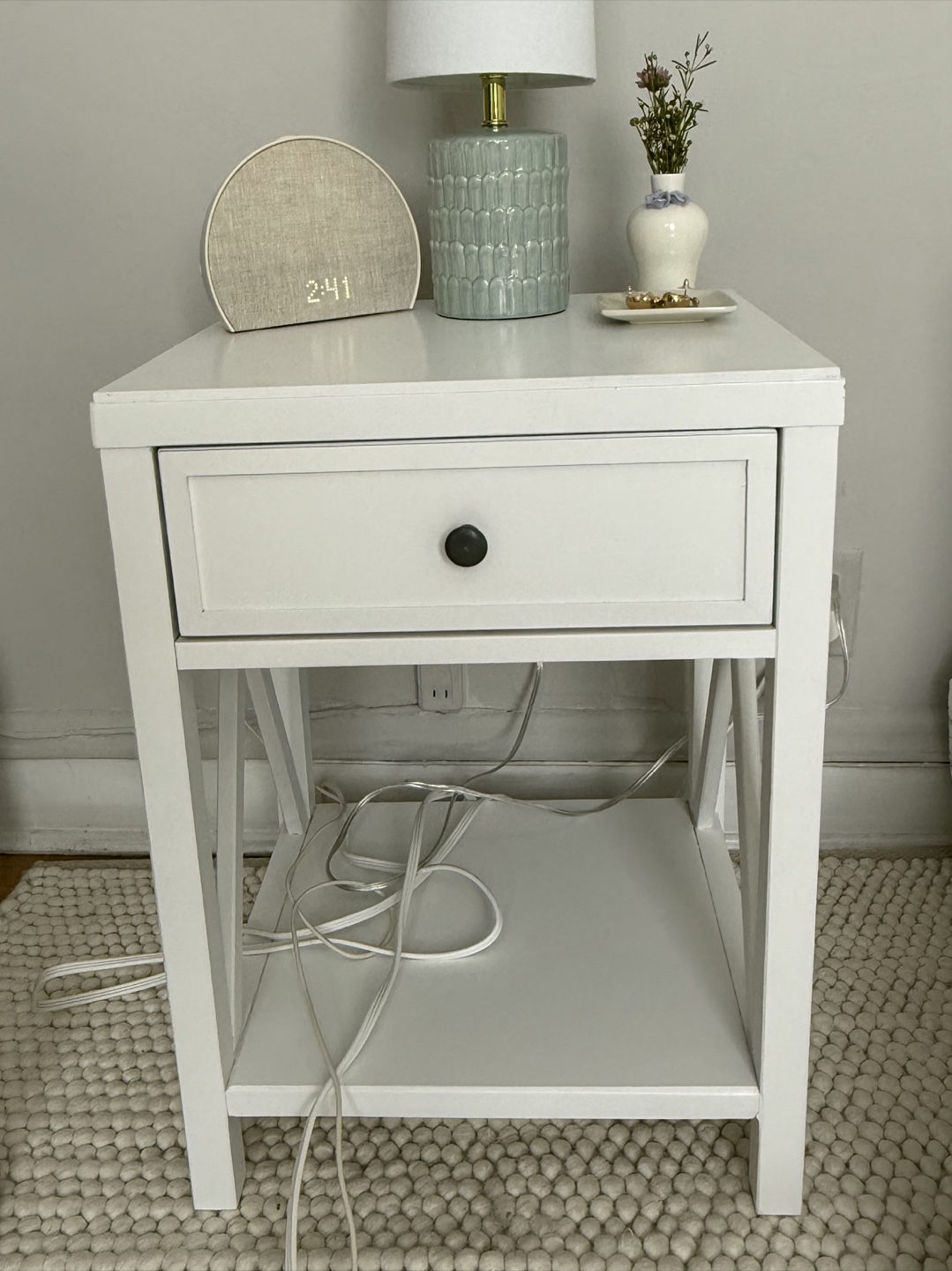 White Wood Farmhouse Nightstand
