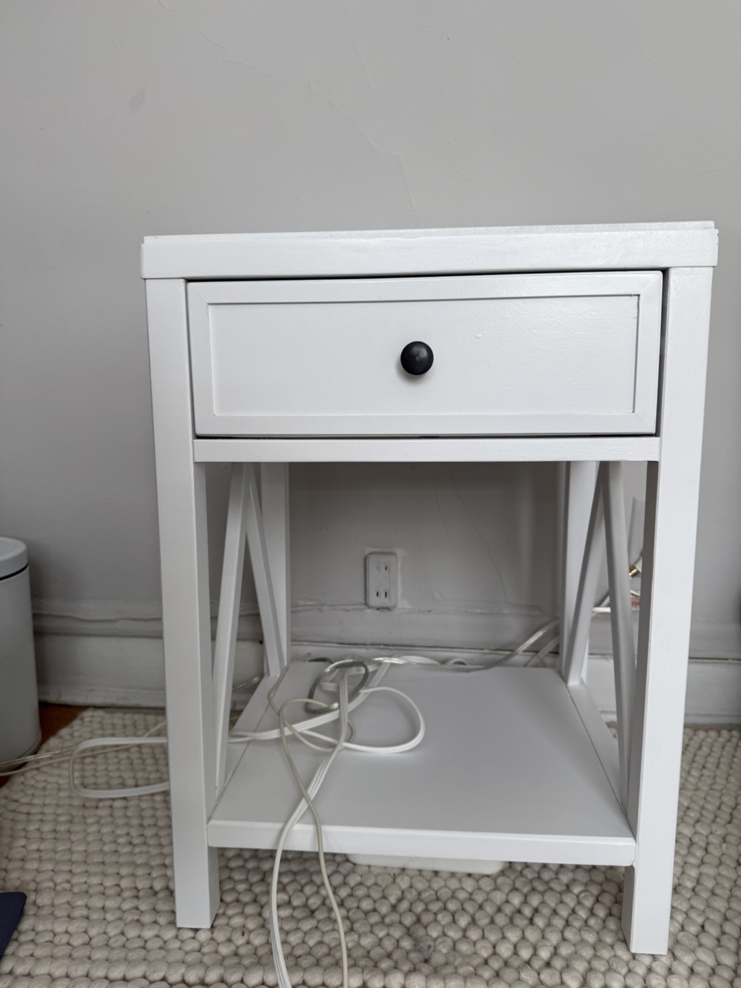 White Wood Farmhouse Nightstand - photo 2