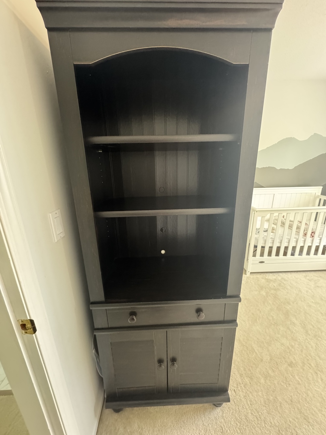 Black Wooden Bookcase with Storage