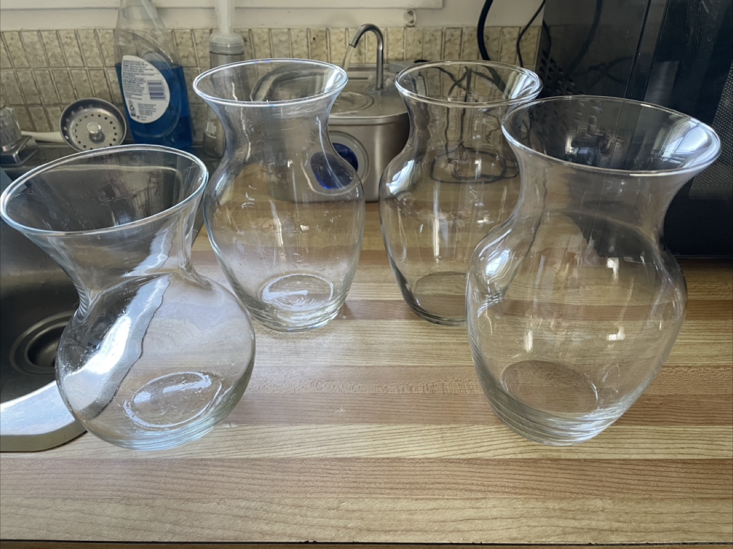 Four Clear Glass Vases - photo 2