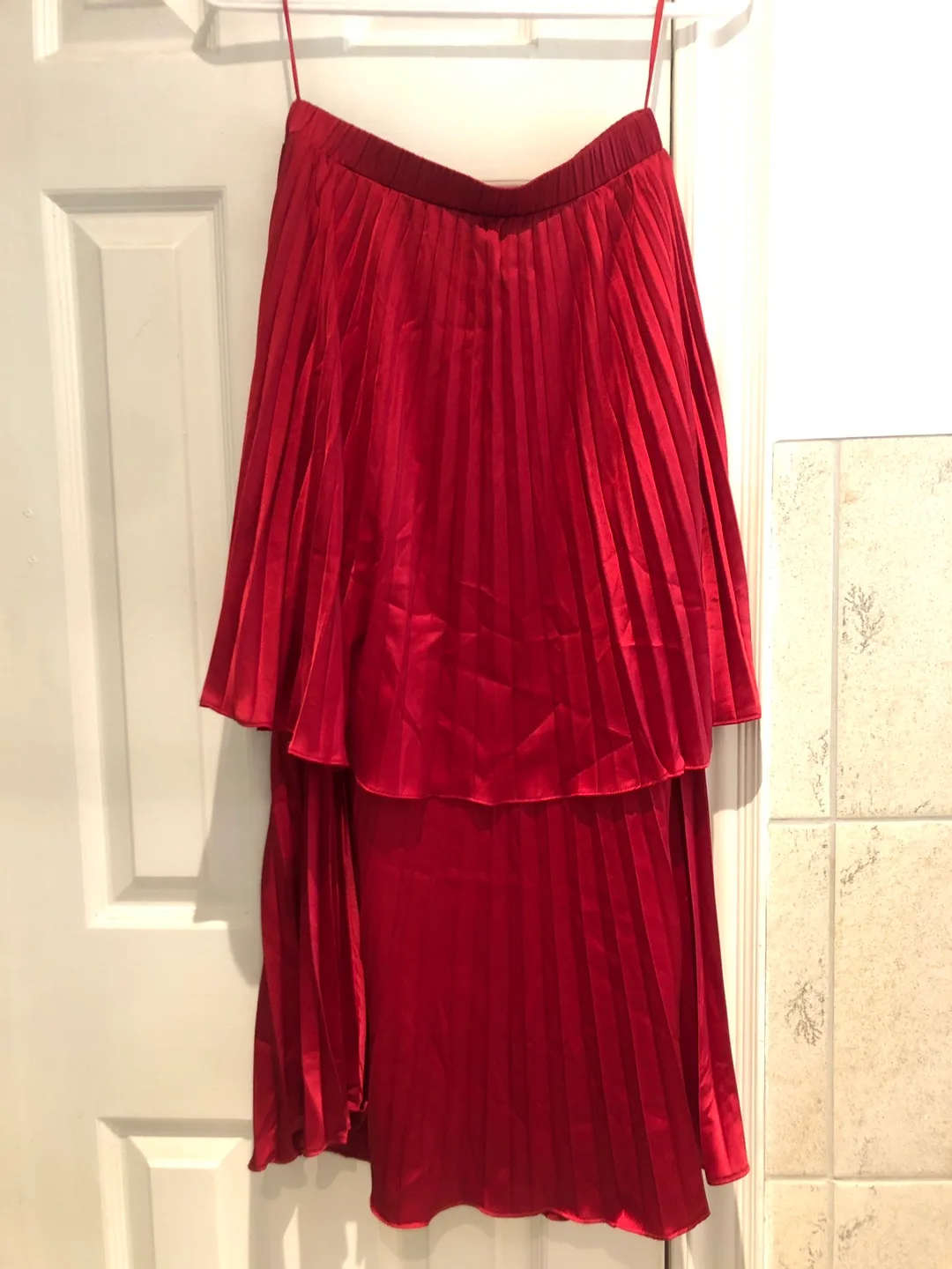 Red Pleated Skirt, Size S thumbnail
