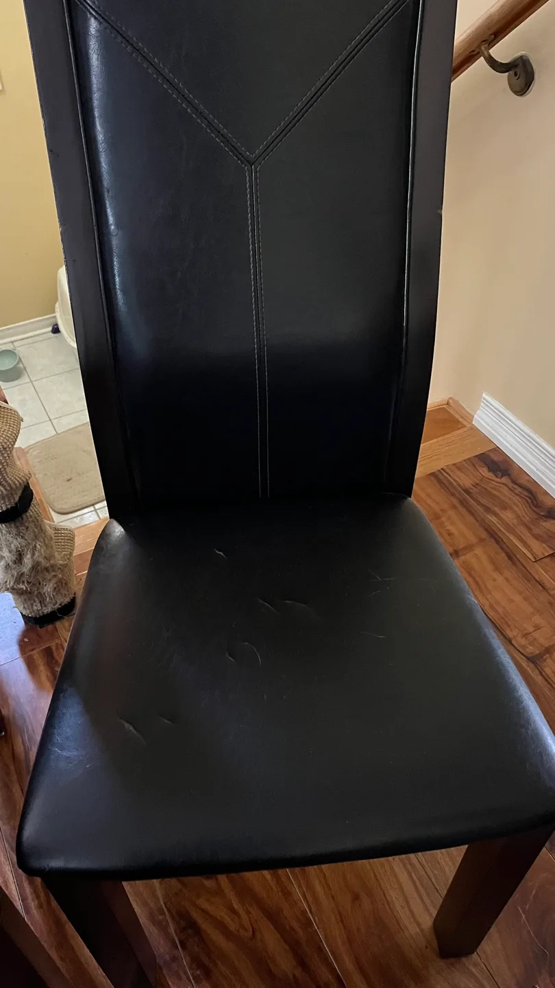 Set of 2 Brown leather Dining Chairs image indicator(3)