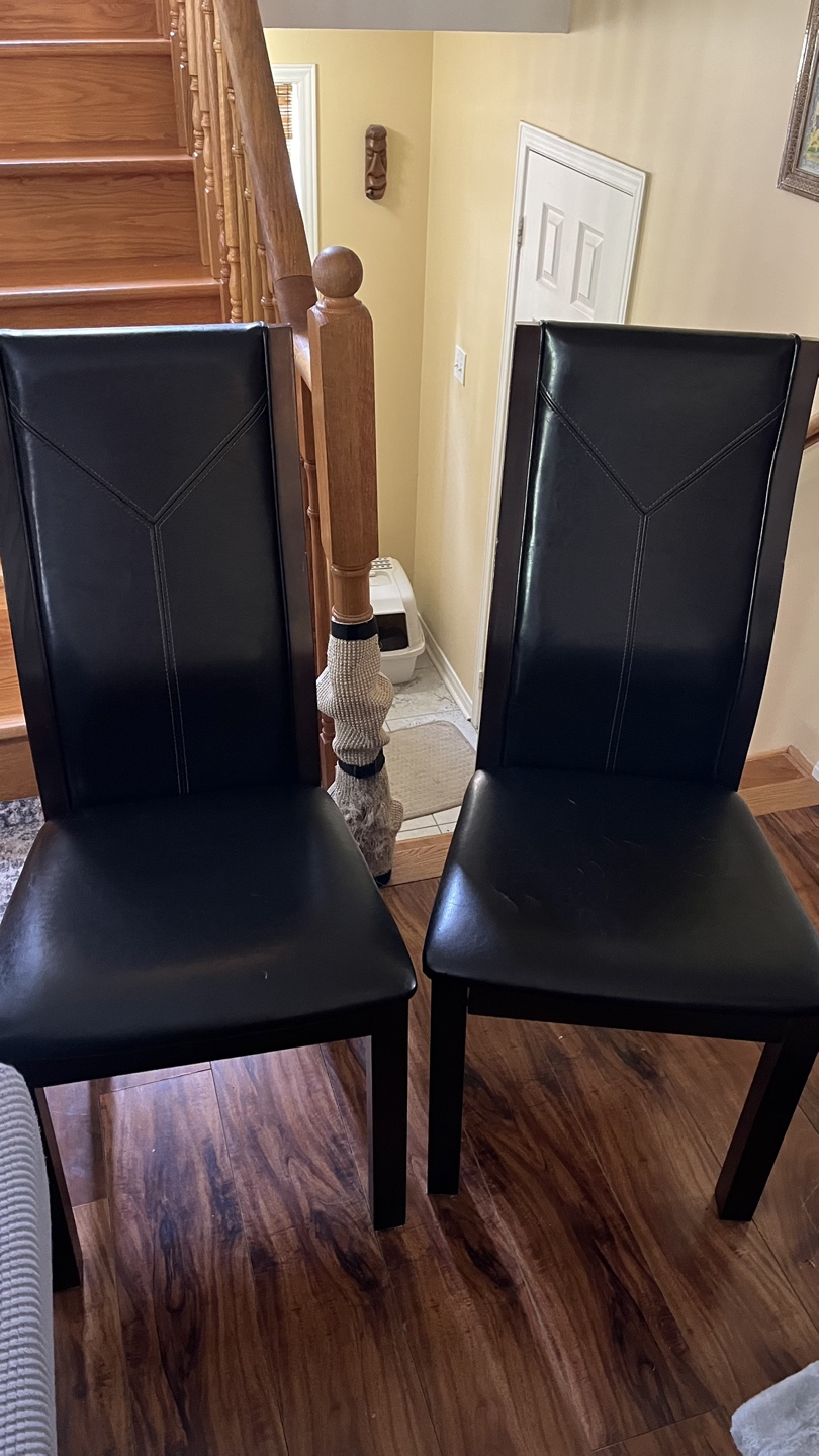 Set of 2 Brown leather Dining Chairs