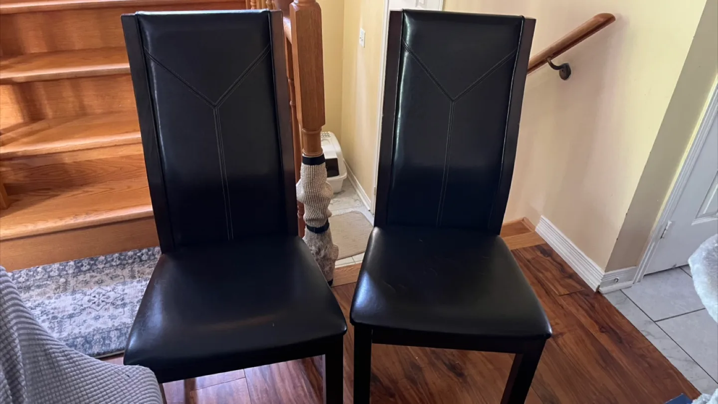 Set of 2 Brown leather Dining Chairs image indicator(2)