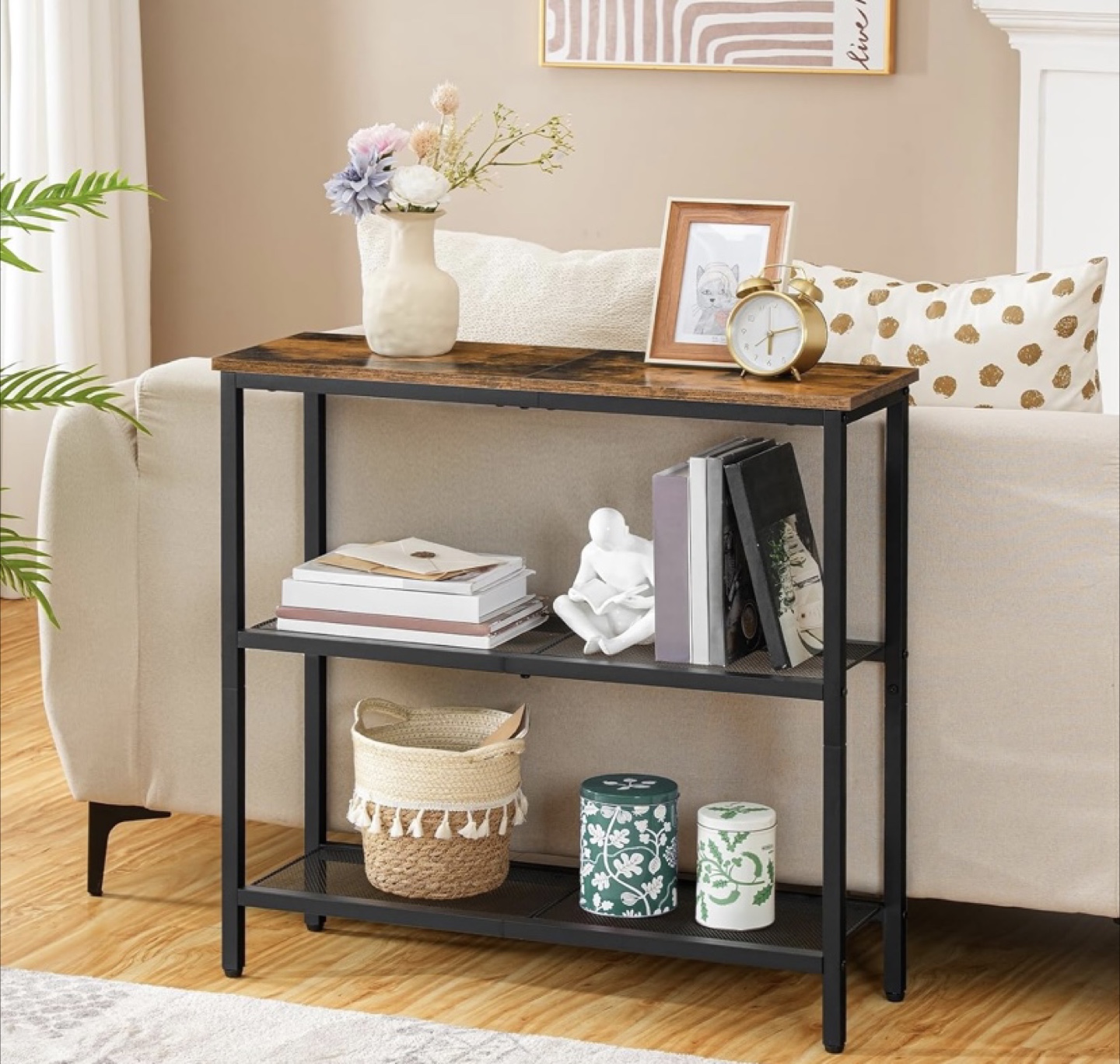 Console Table with 3-Tier Storage Shelf