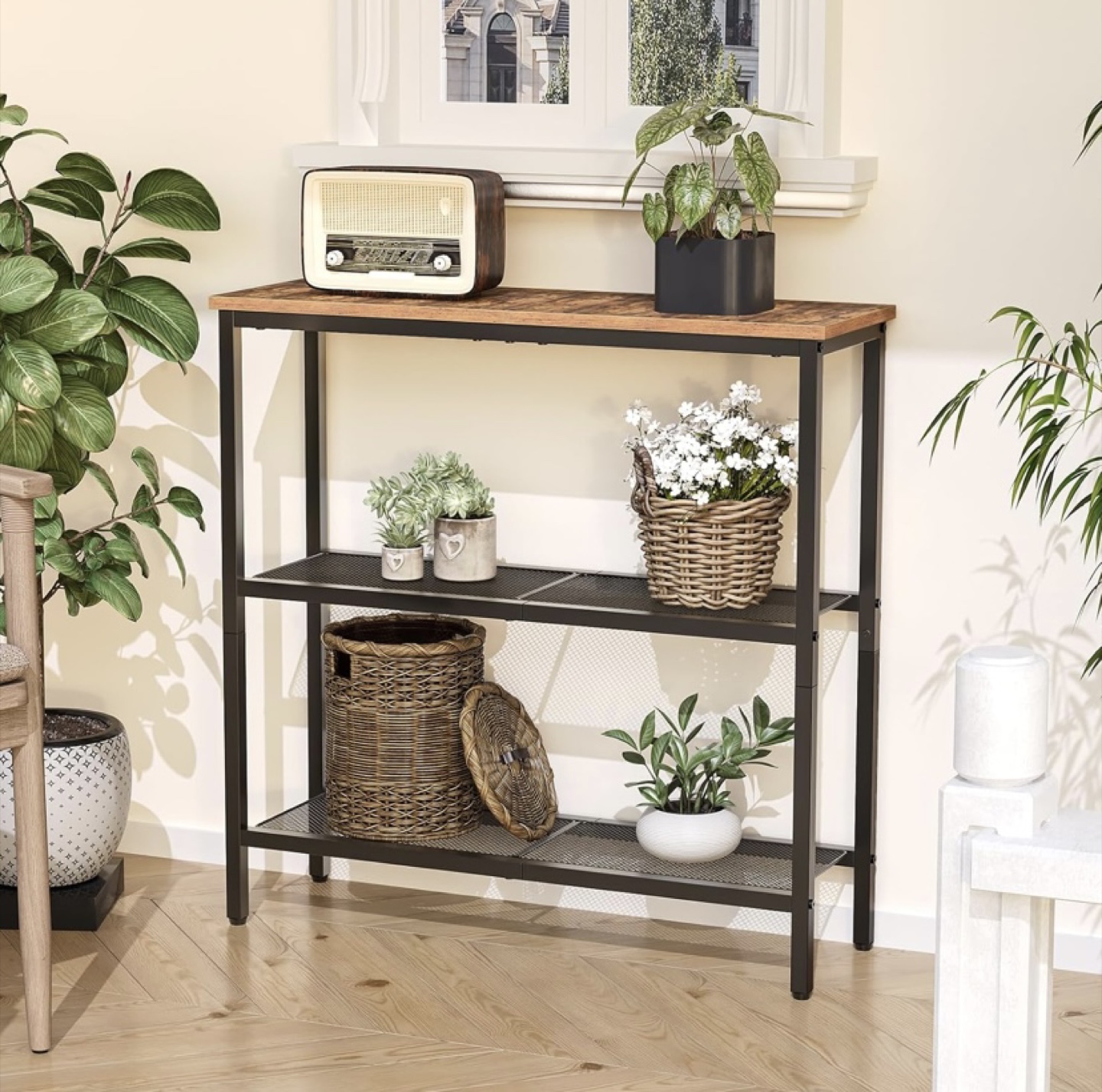Console Table with 3-Tier Storage Shelf - photo 2