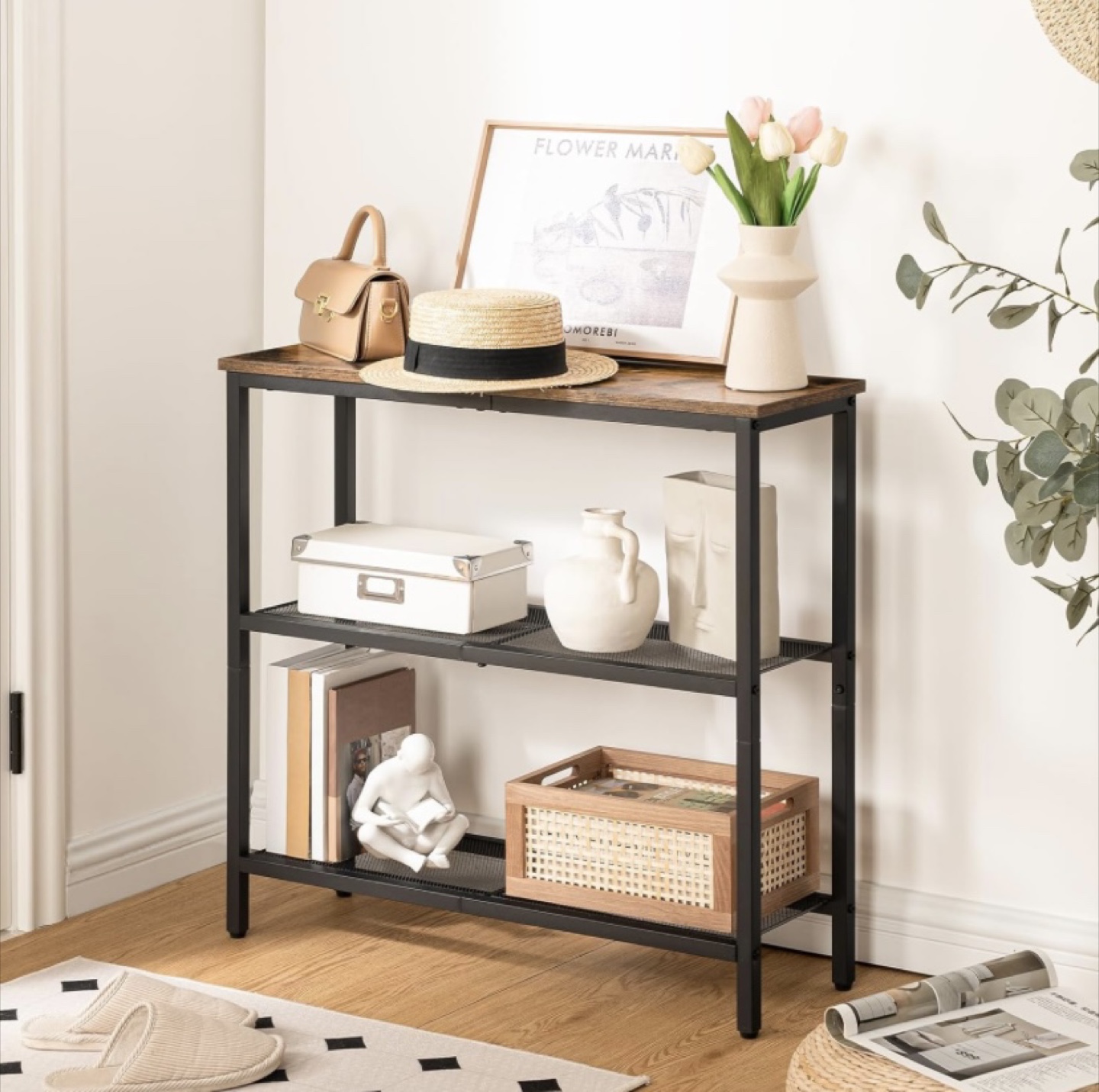 Console Table with 3-Tier Storage Shelf - photo 3