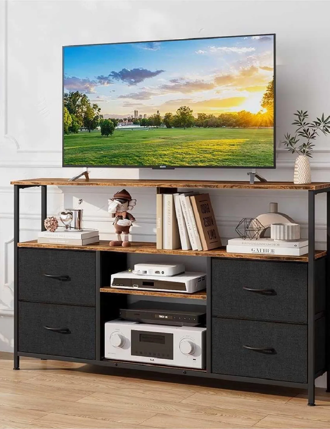 Industrial Style TV Stand with Storage thumbnail