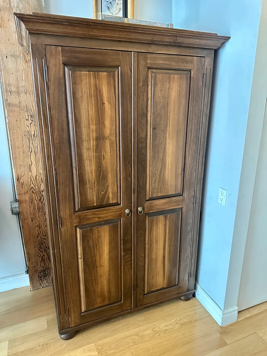MODERN WALNUT WARDROBE ARMOIRE CLOSET CLOTHING DRESSER thumbnail