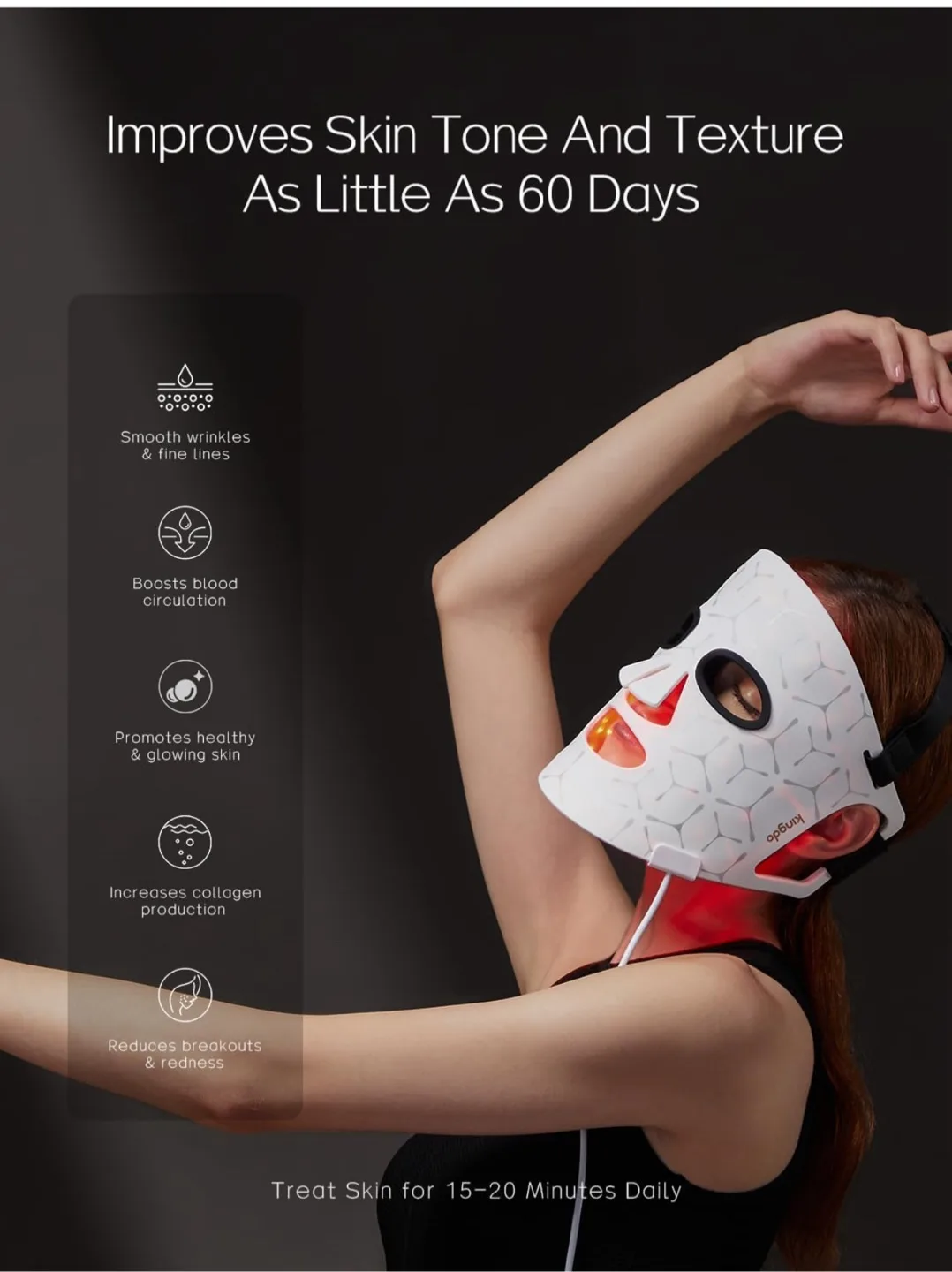 LED Face Mask Red Light Therapy Device image indicator(7)