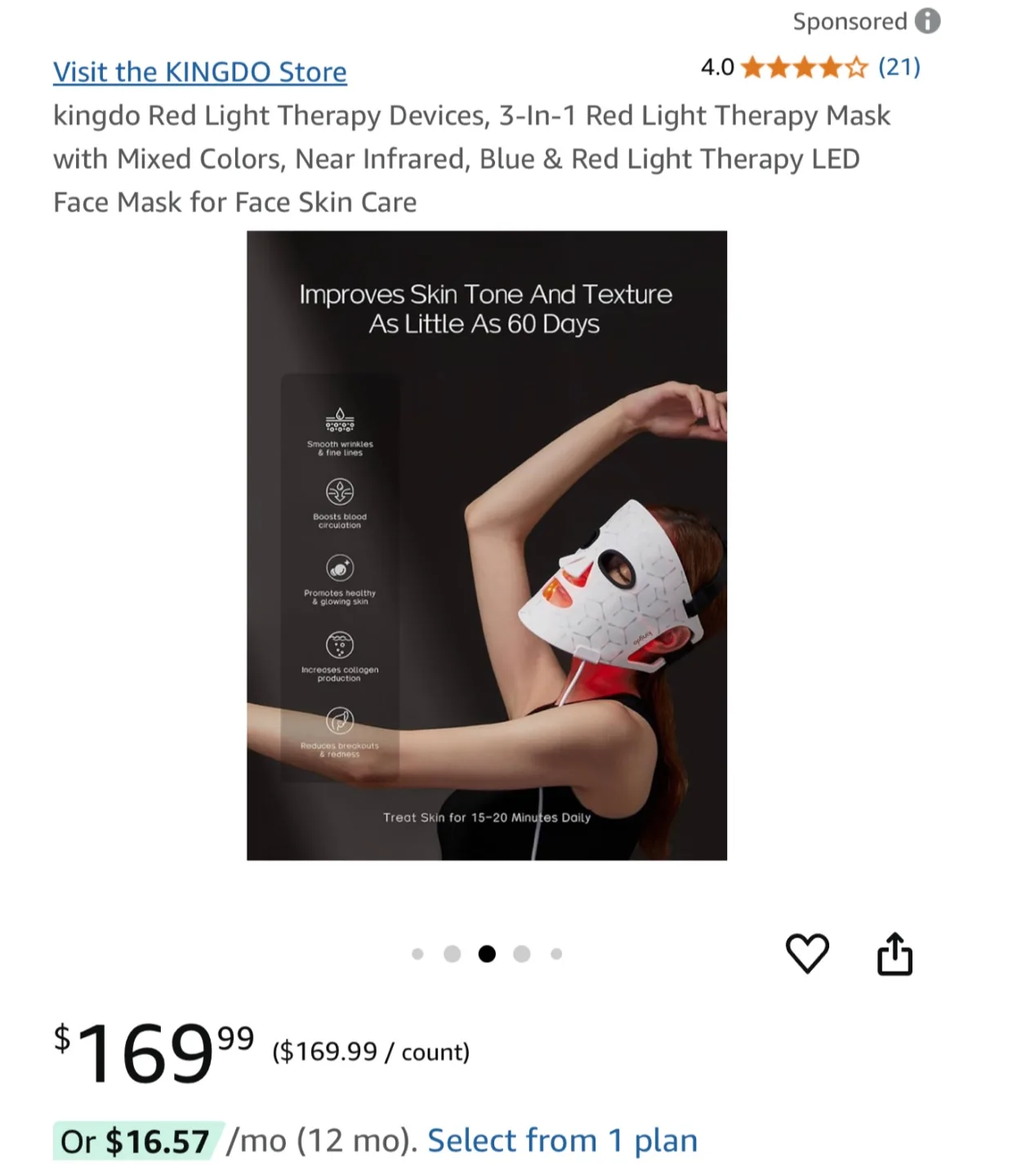 LED Face Mask Red Light Therapy Device image indicator(4)