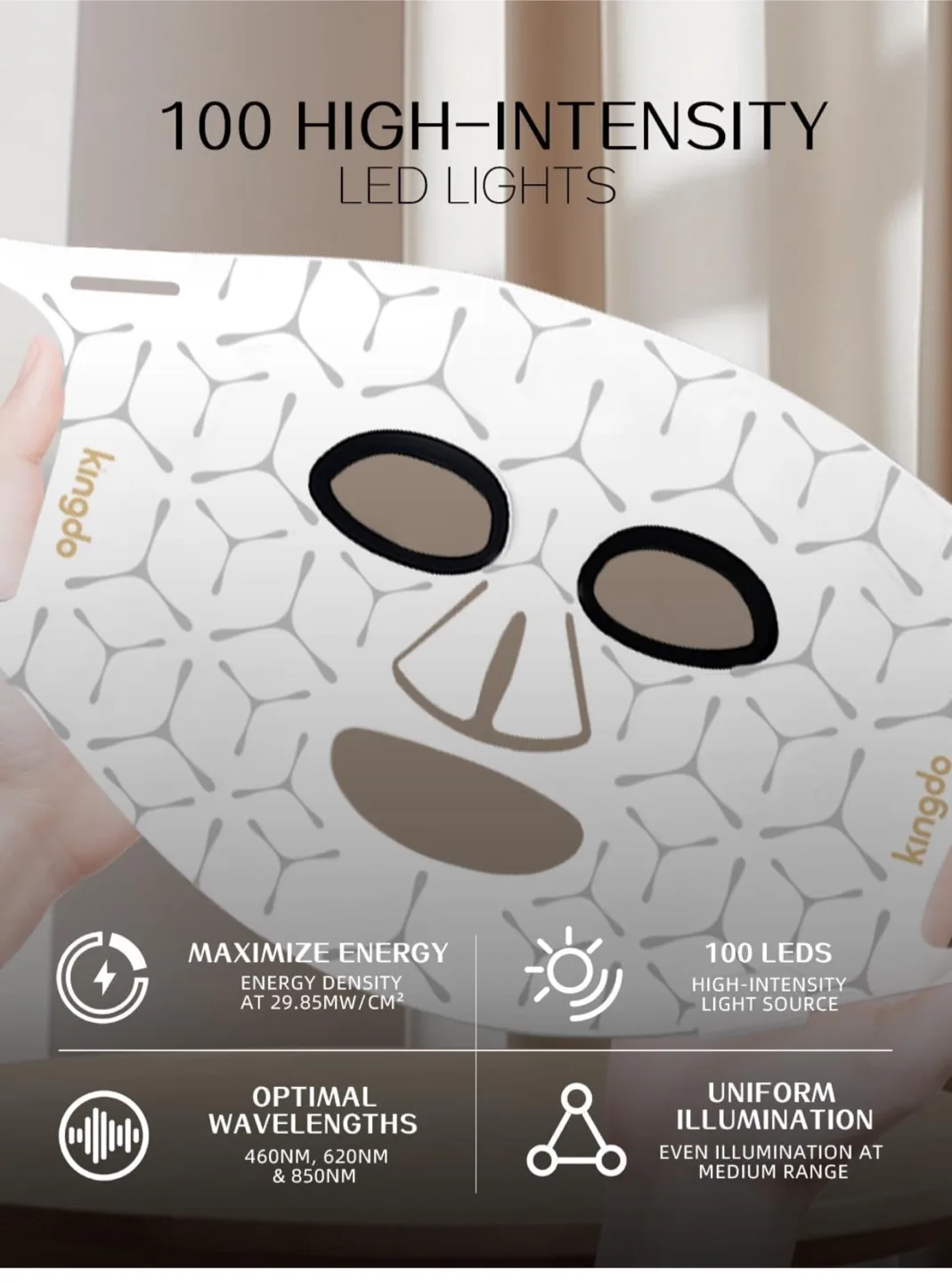 LED Face Mask Red Light Therapy Device image indicator(6)