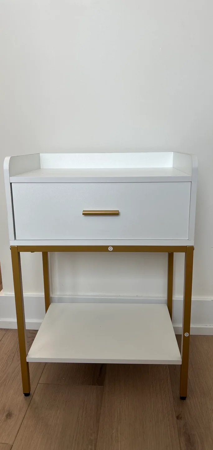 Set of 2 - White Nightstand with Gold Legs thumbnail