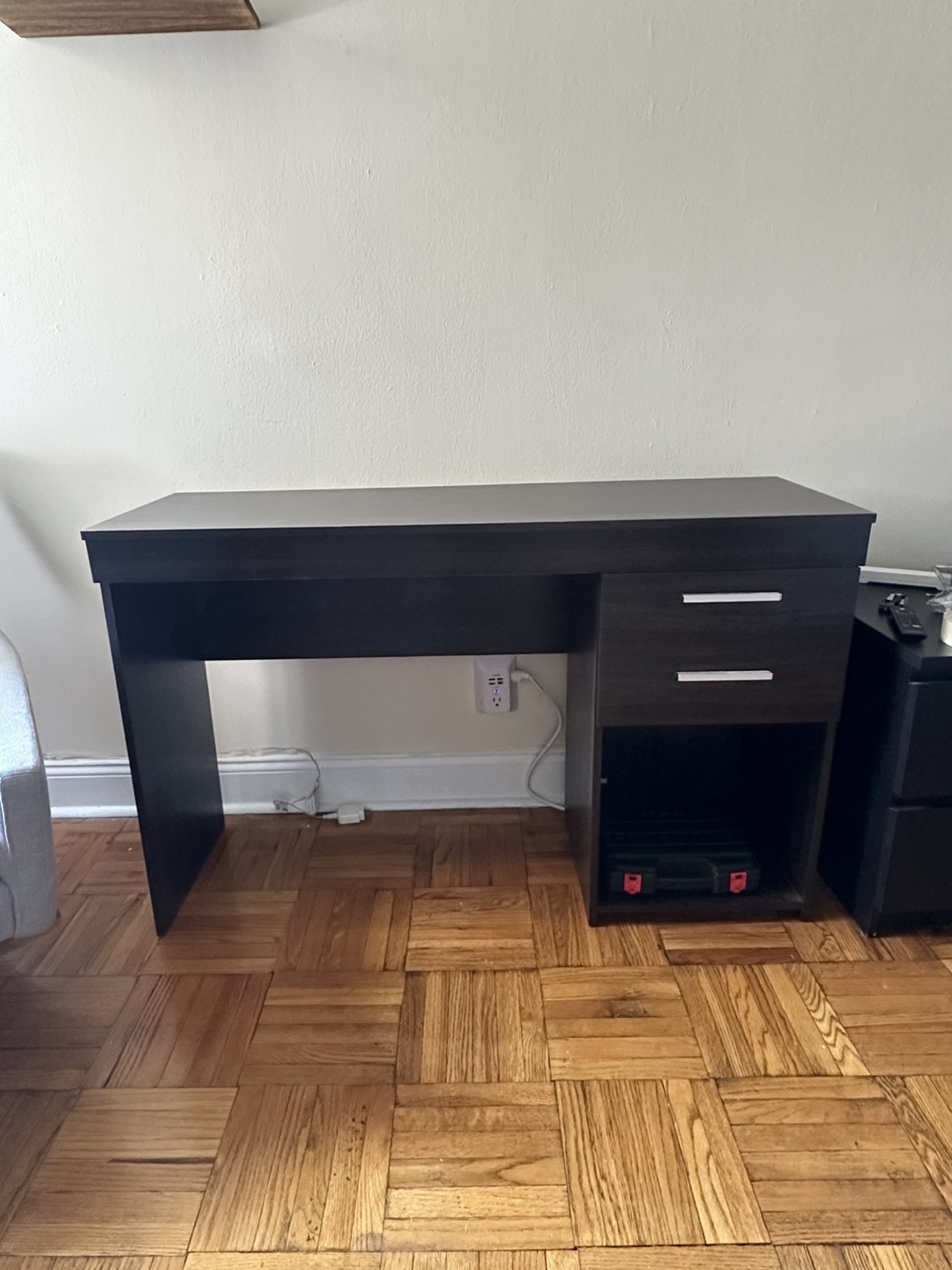 Dark Brown Wood Desk with Drawers