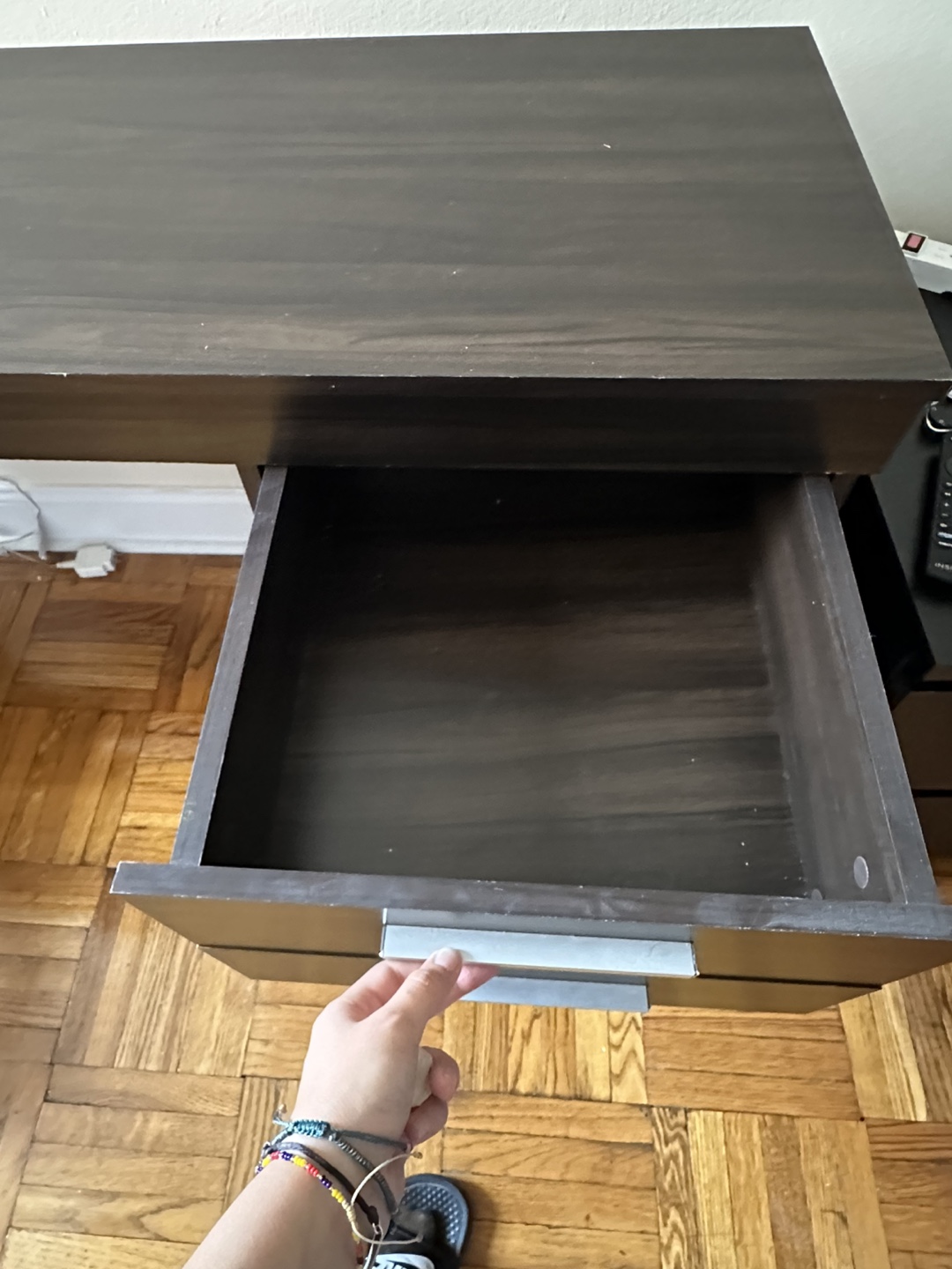 Dark Brown Wood Desk with Drawers - photo 2