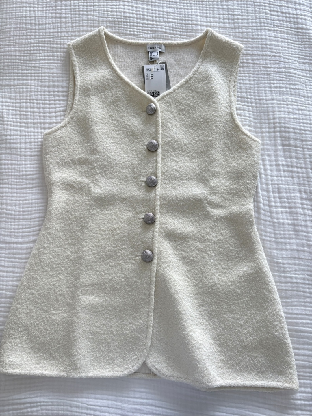 H&M Cream Wool Blend Vest - Size M