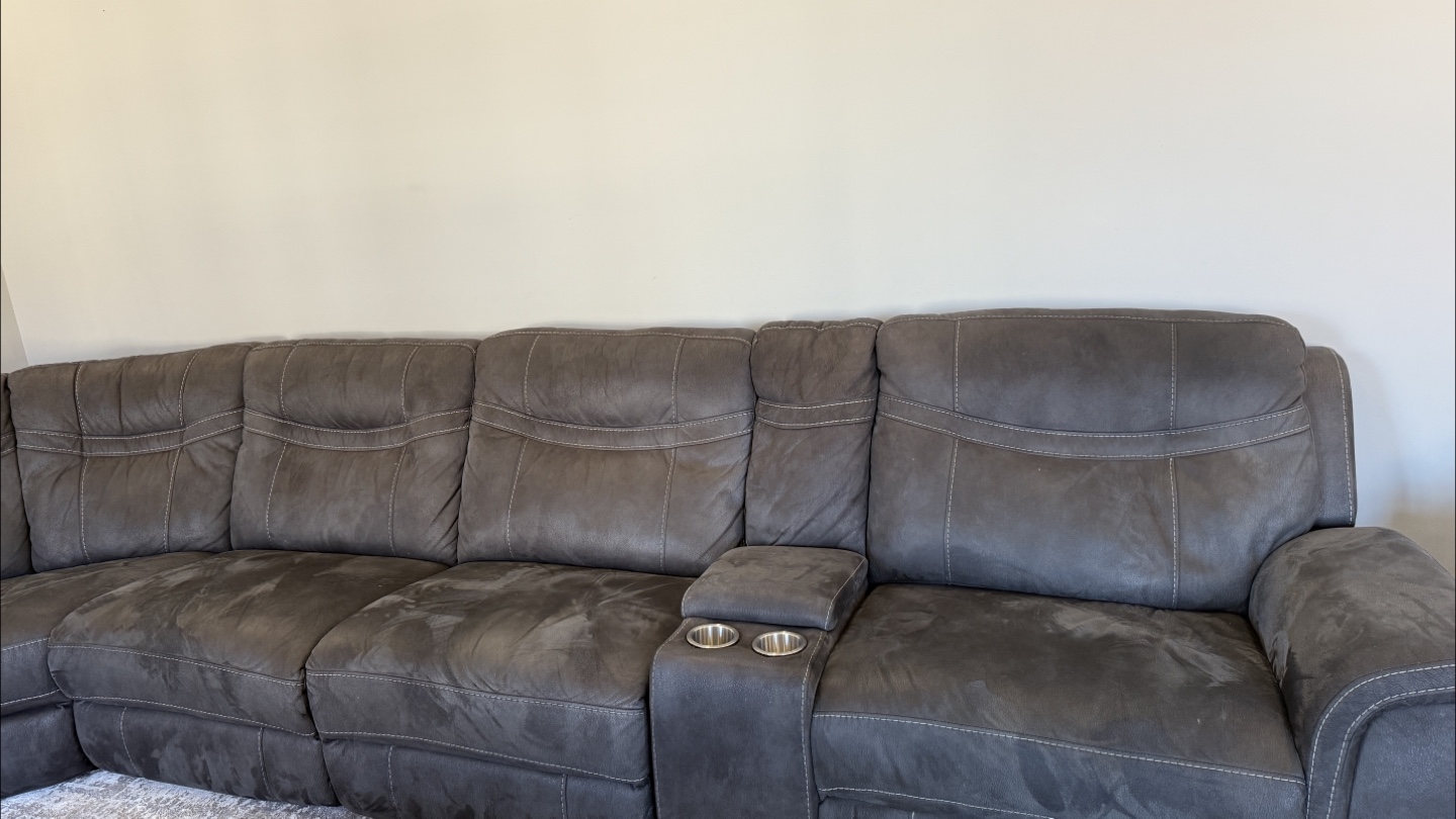 Grey Sectional Sofa with Cup Holders and recliner - photo 2