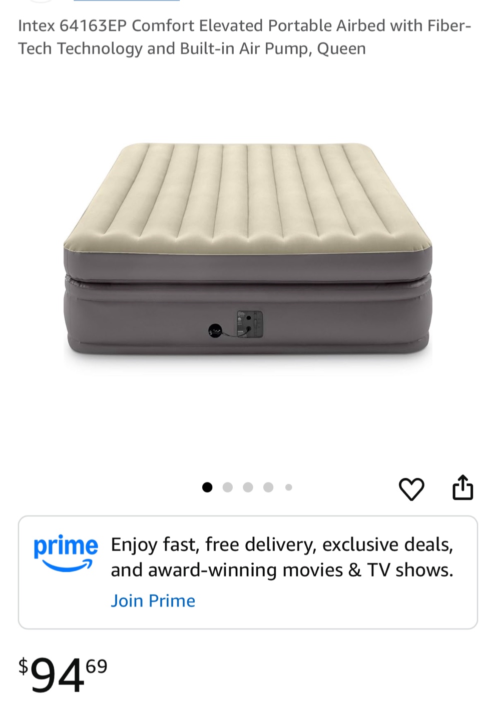 Intex Queen Airbed with Built-in Pump