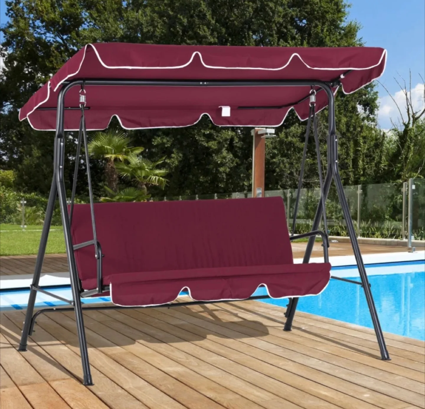 3 SEATER OUTDOOR PORCH SWING W. CANOPY- INCOMPLETE thumbnail