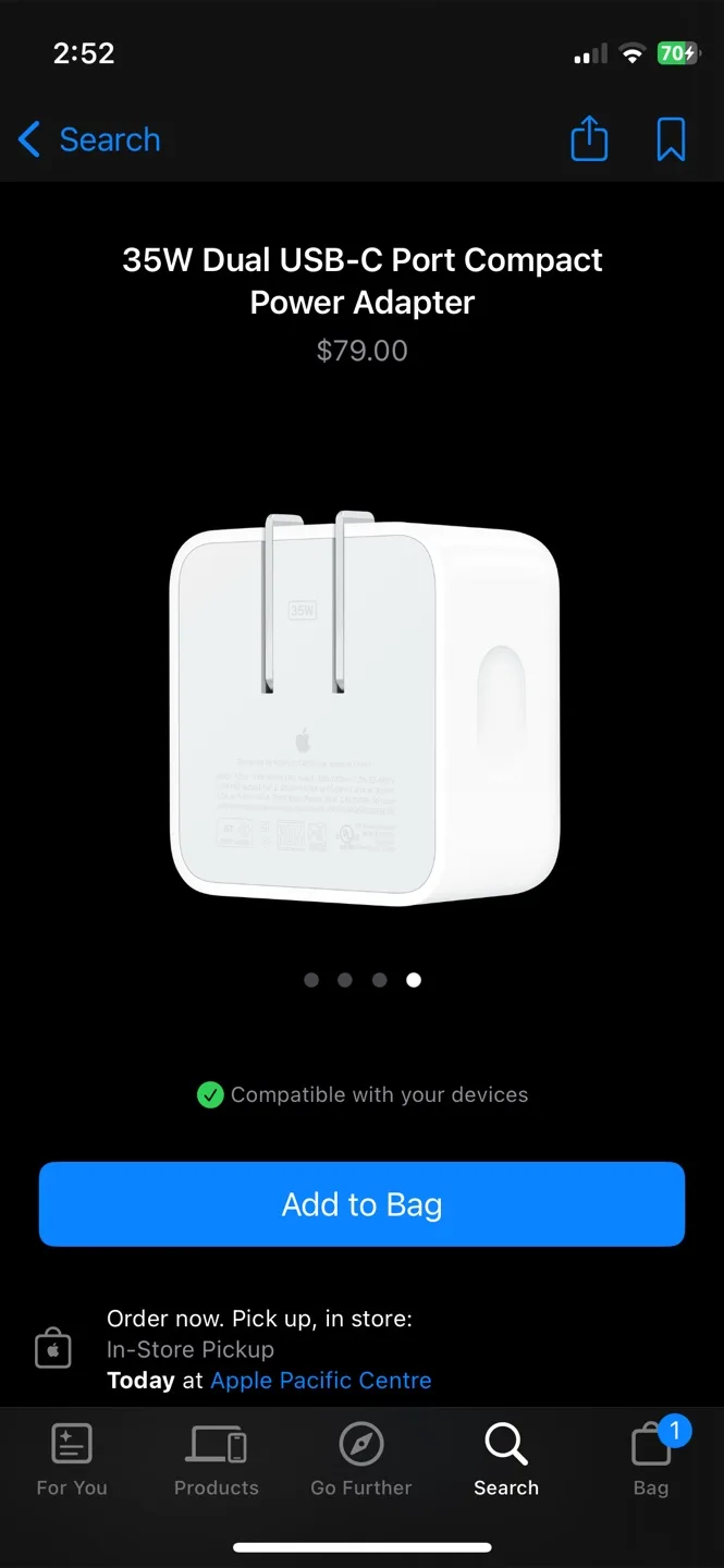 Apple 35W Dual USB-C Port Compact Power Adapter image indicator(4)