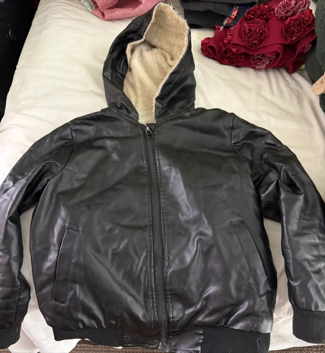 Black Leather Jacket Size 140 thumbnail