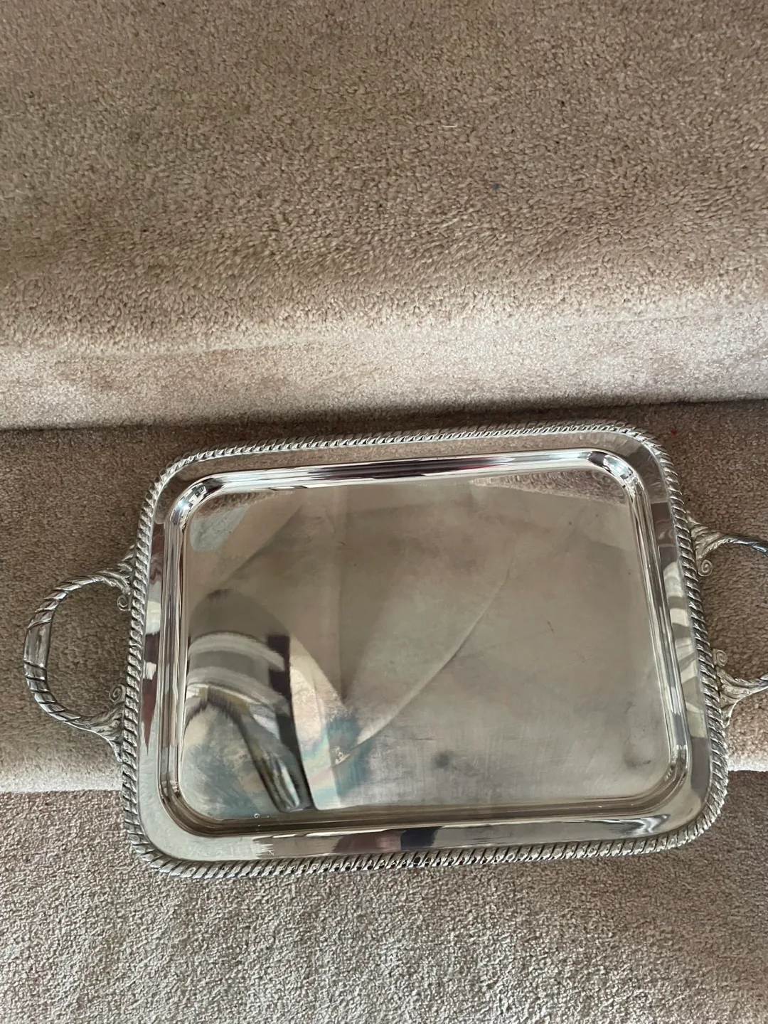 Silver Plated Serving Tray with Handles thumbnail