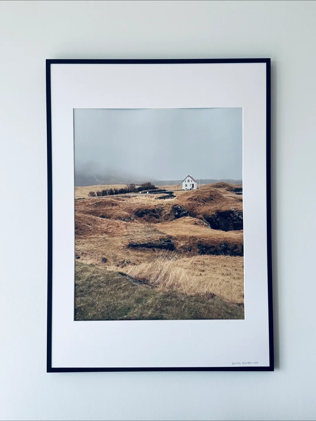 Framed print, Remote Icelandic Landscape Print with White House thumbnail