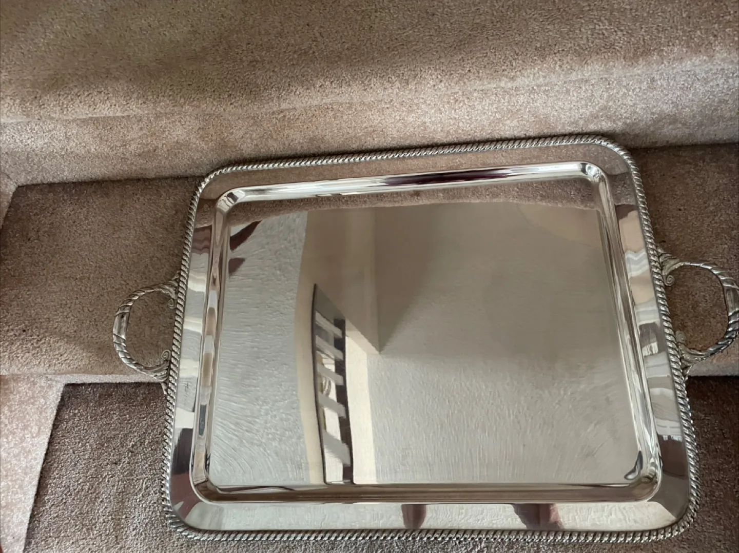 Silver Plated Serving Tray with Handles thumbnail