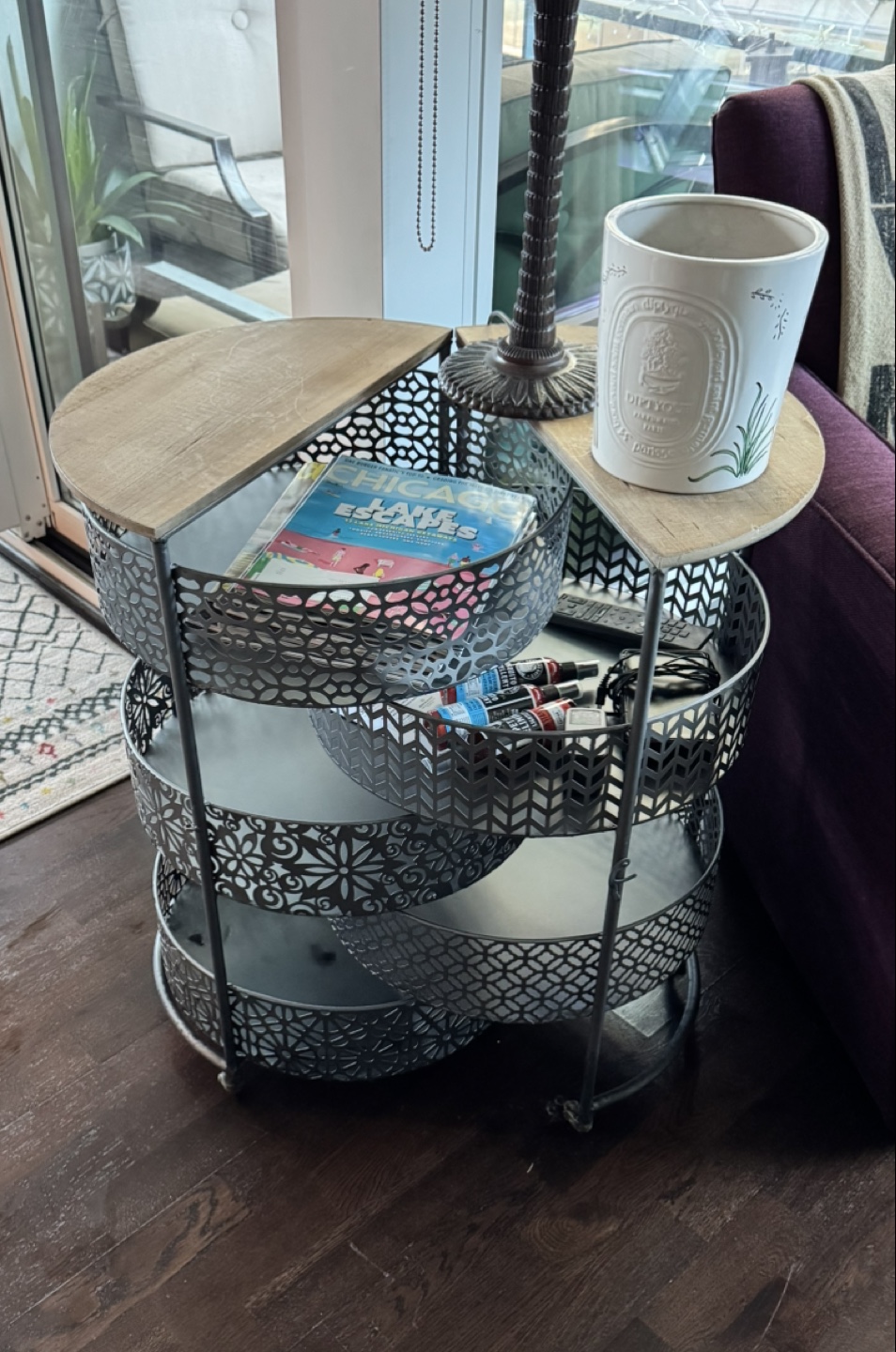 5-Tier Rolling Cart Side Table - Wood & Metal - photo 3