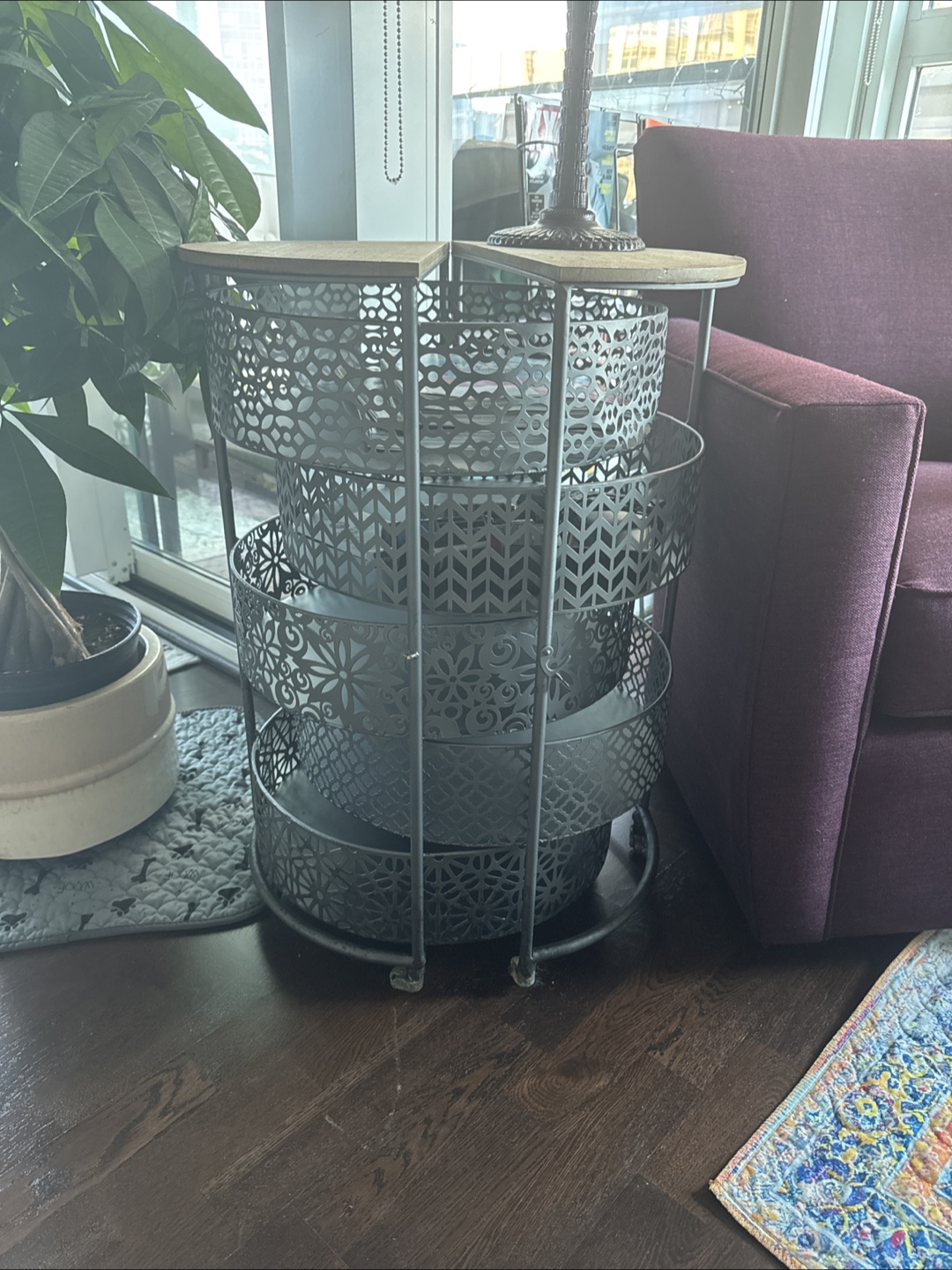 5-Tier Rolling Cart Side Table - Wood & Metal - photo 4