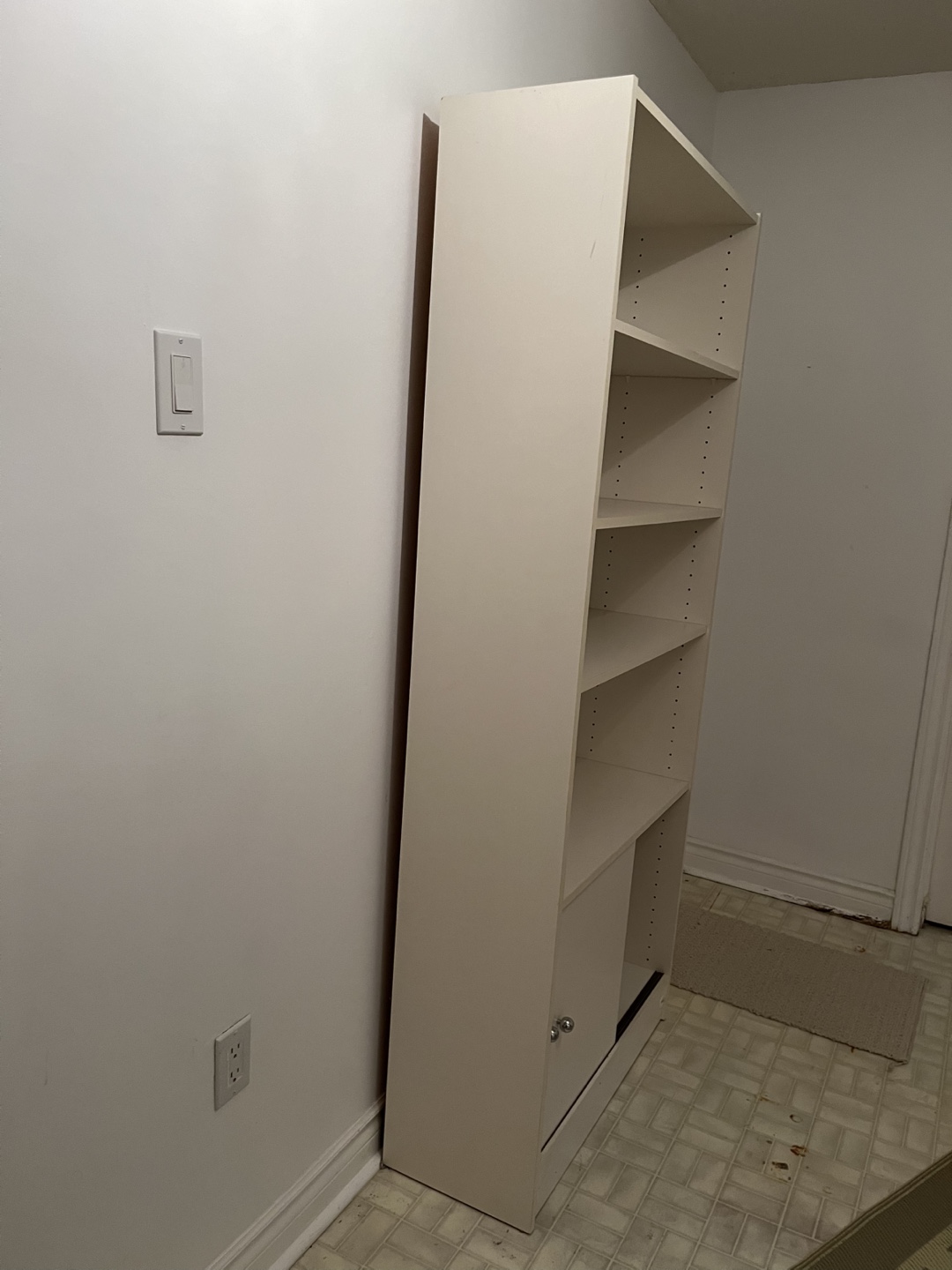 Off-White Bookcase with Sliding Doors