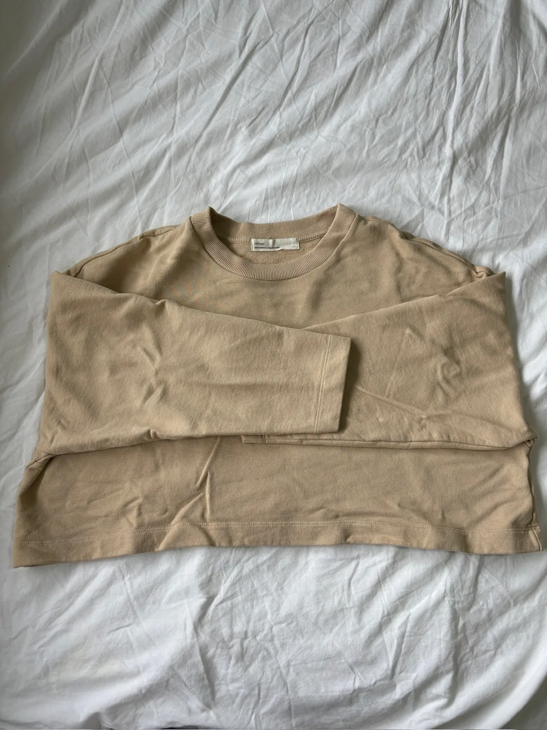 OAK + FORT Beige Cropped Sweatshirt - Size S thumbnail